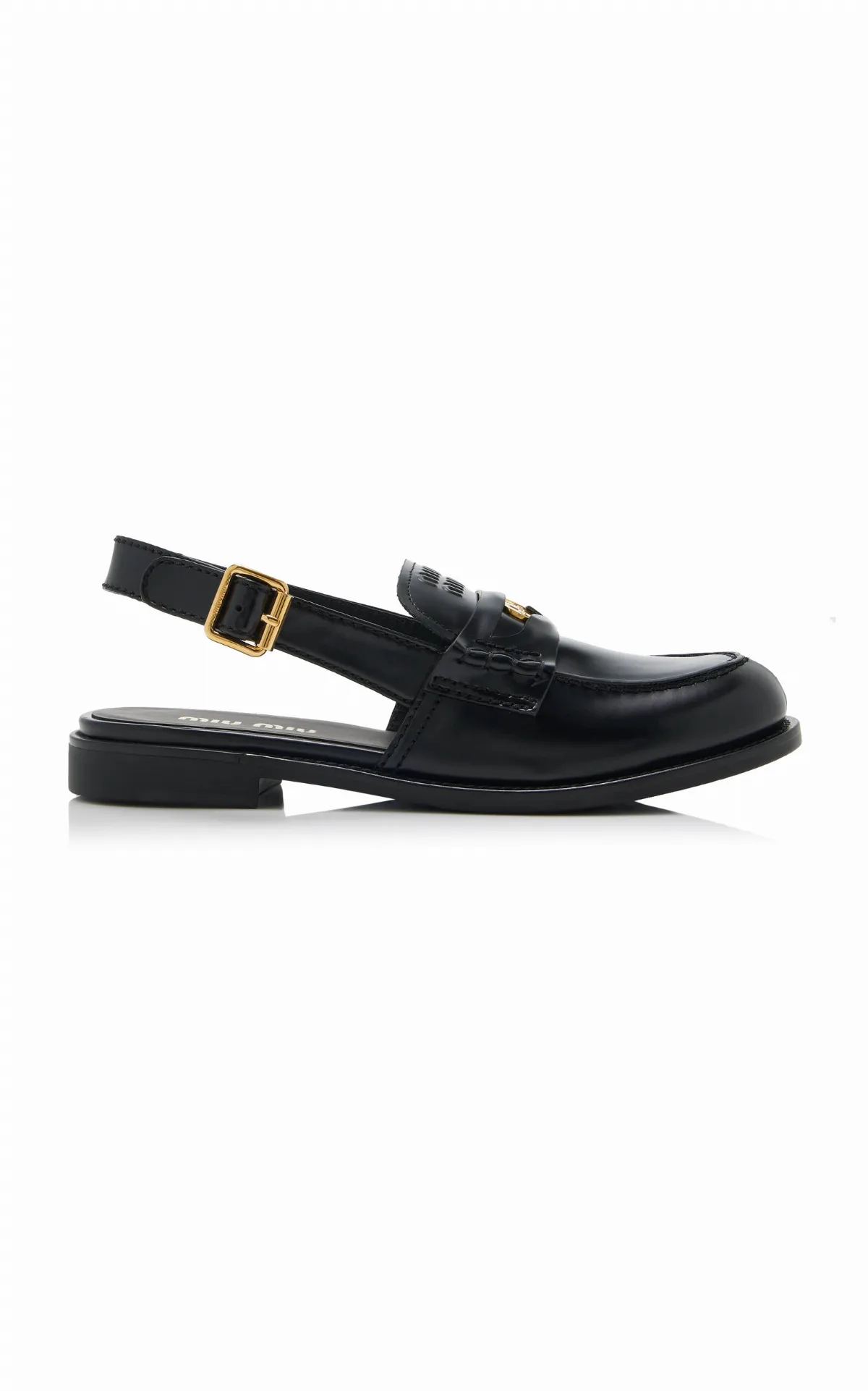 Leather Slingback Loafers by Miu Miu