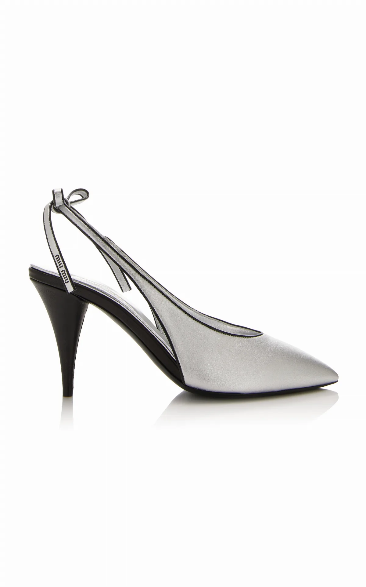 Metallic Leather Slingback Pumps