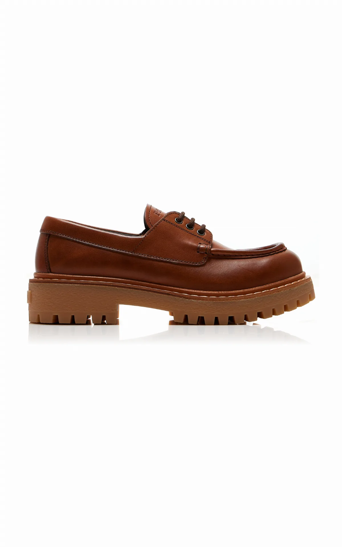 Platform Leather Boat Shoes by Prada