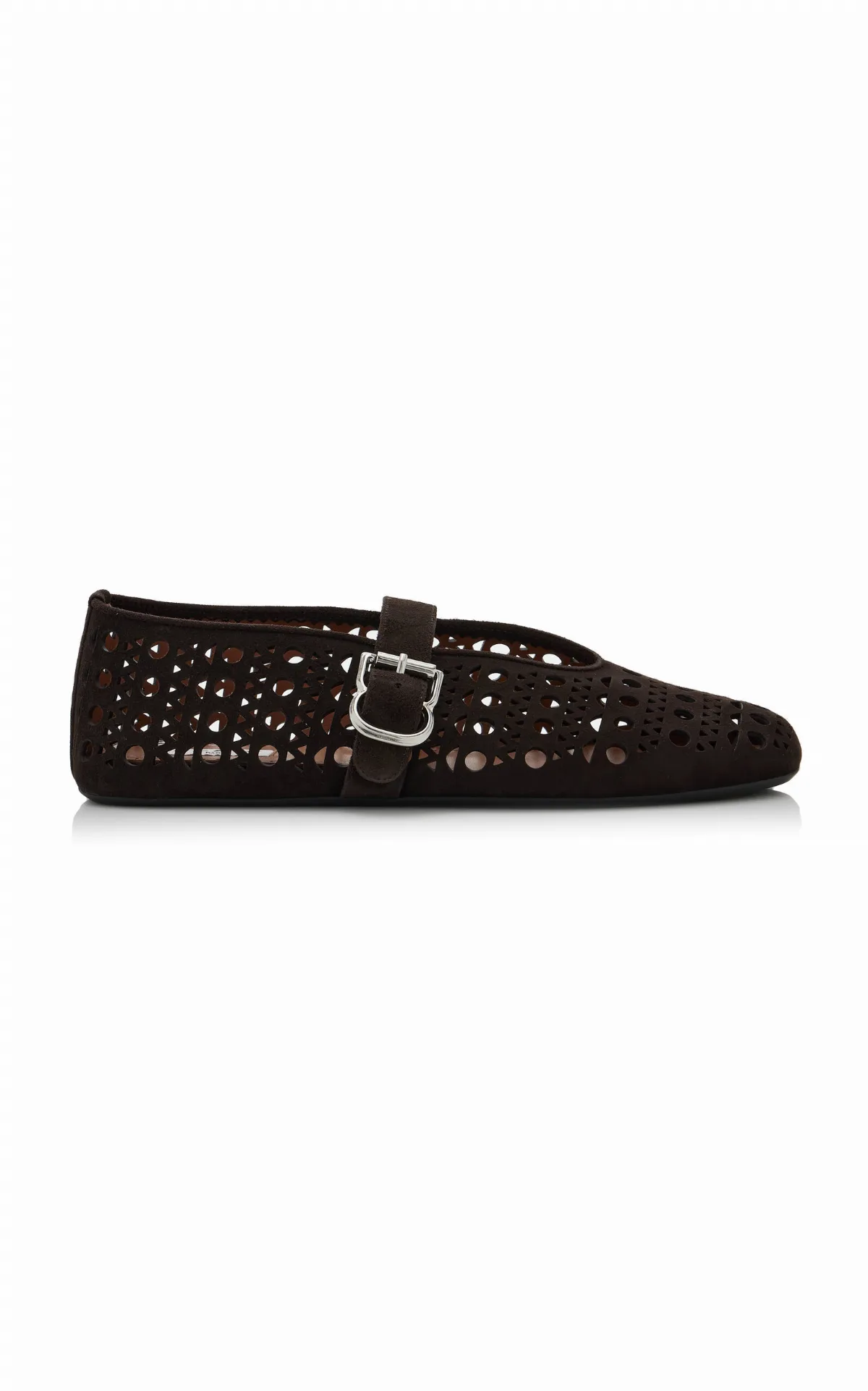 Perforated Suede Mary Jane Flats