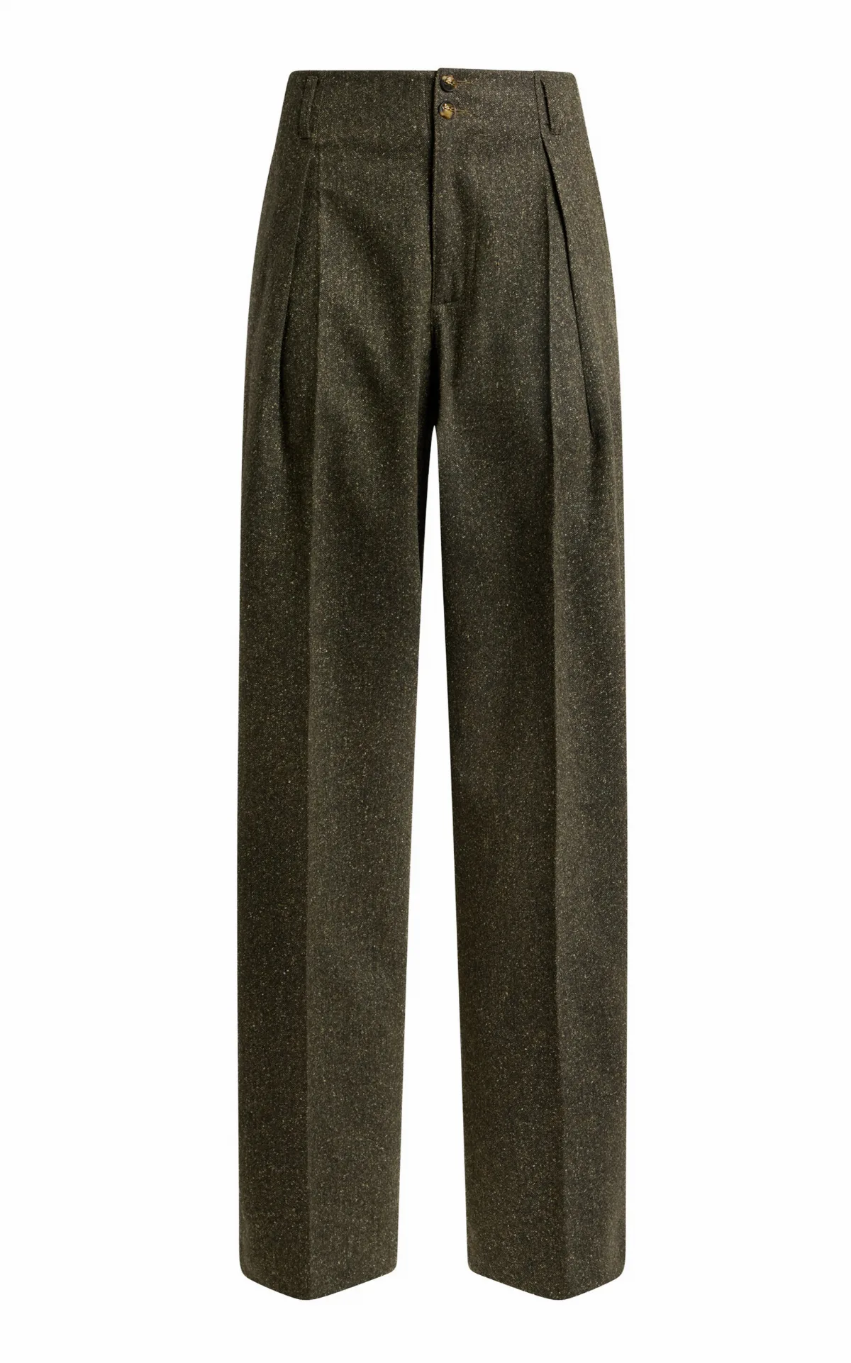 Mid-Rise Wool-Blend Straight-Leg Pants