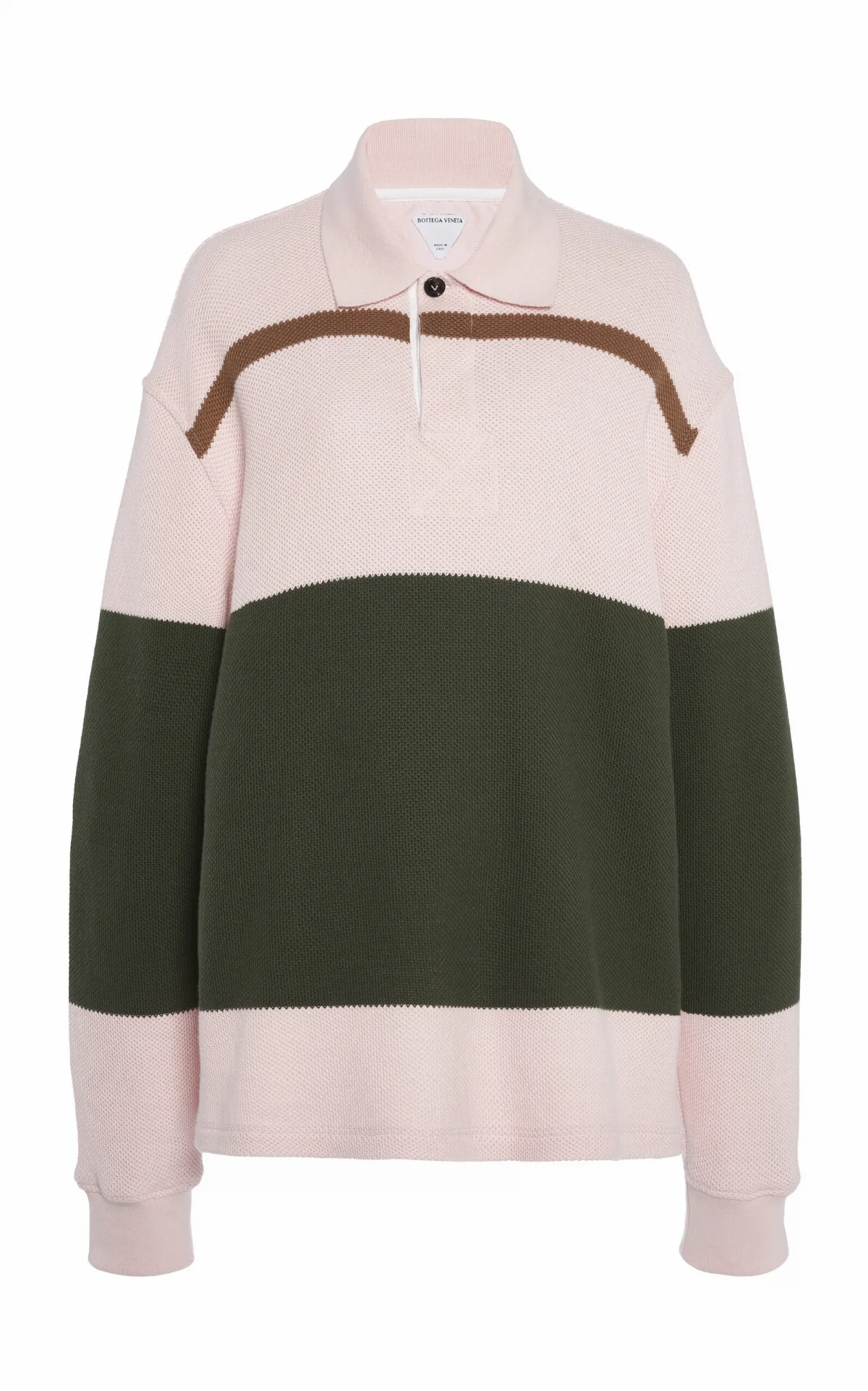 Pique-Striped Cotton Polo Sweater by Bottega Veneta