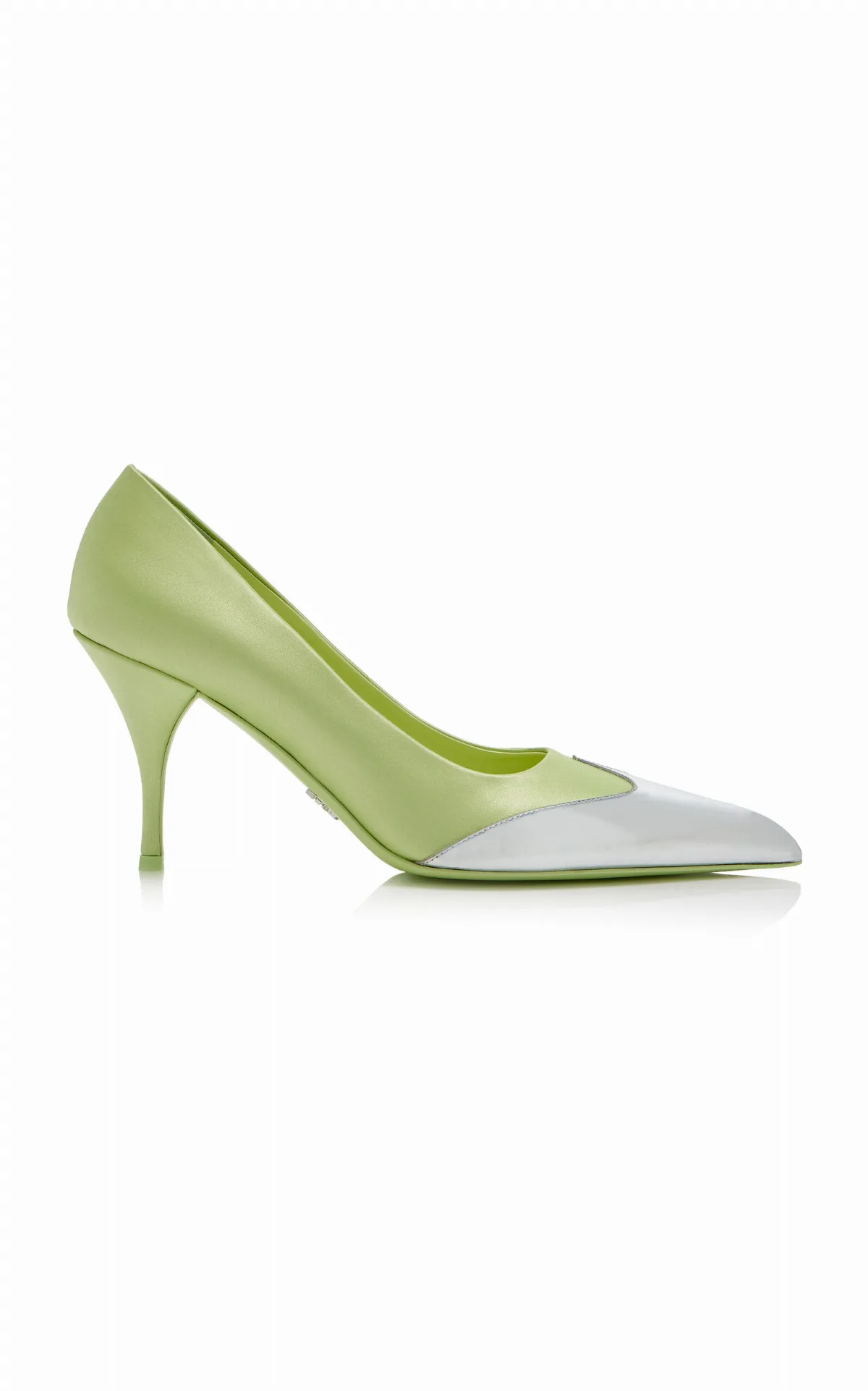 Leather-Tipped Satin Pumps by Prada