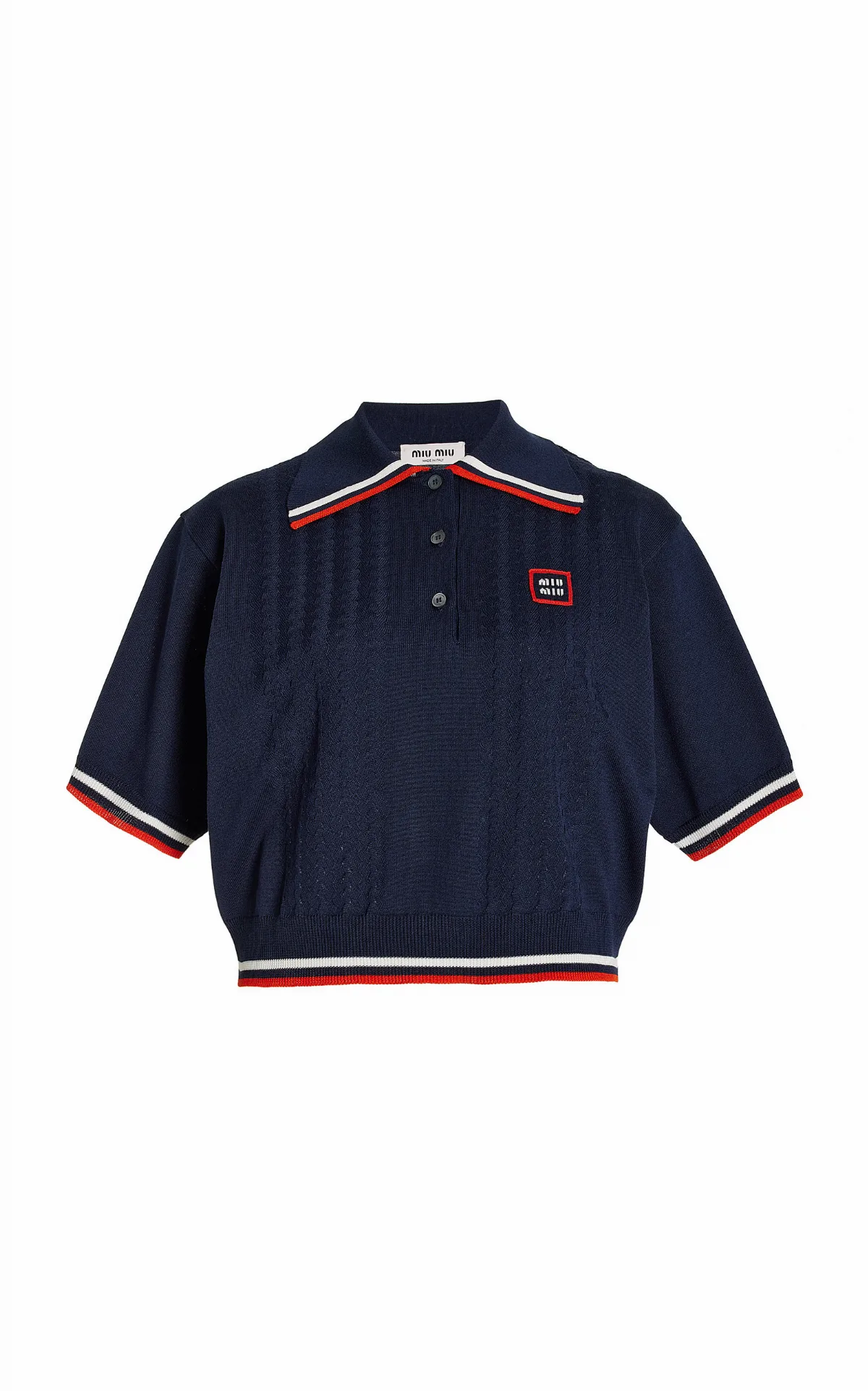 Silk-Cotton Polo Sweater by Miu Miu