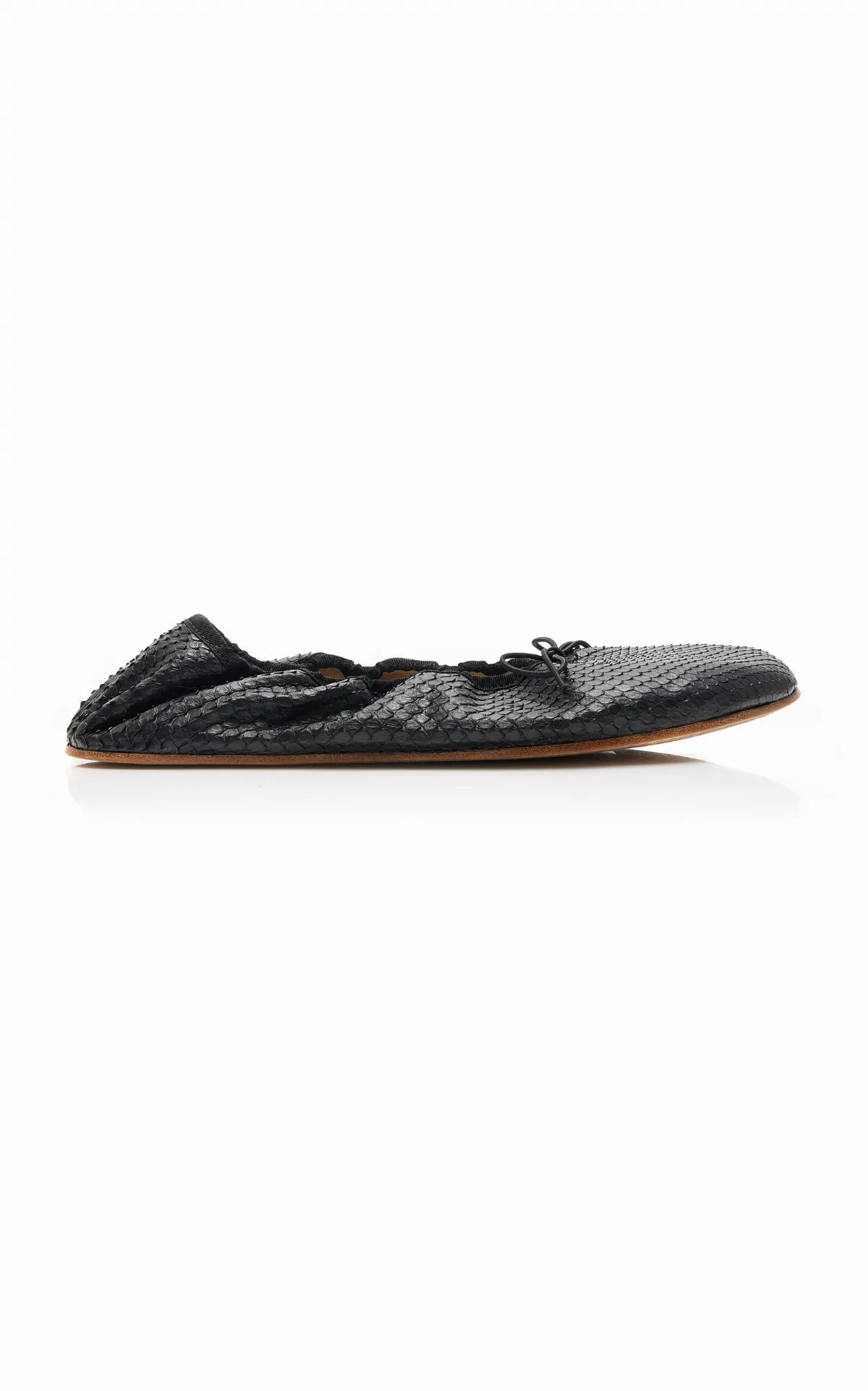 Round Snake-Effect Leather Ballet Flats by The Row