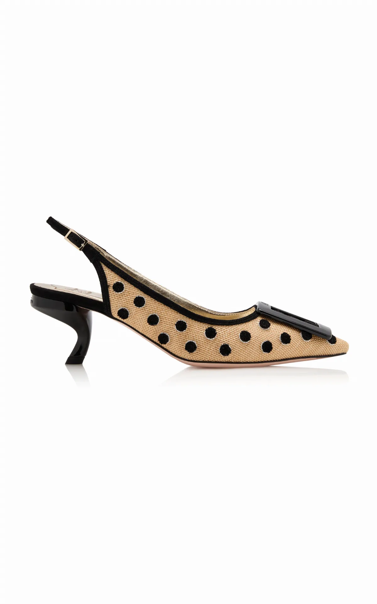 Virgule Dotted Raffia Slingback Pumps by Roger Vivier
