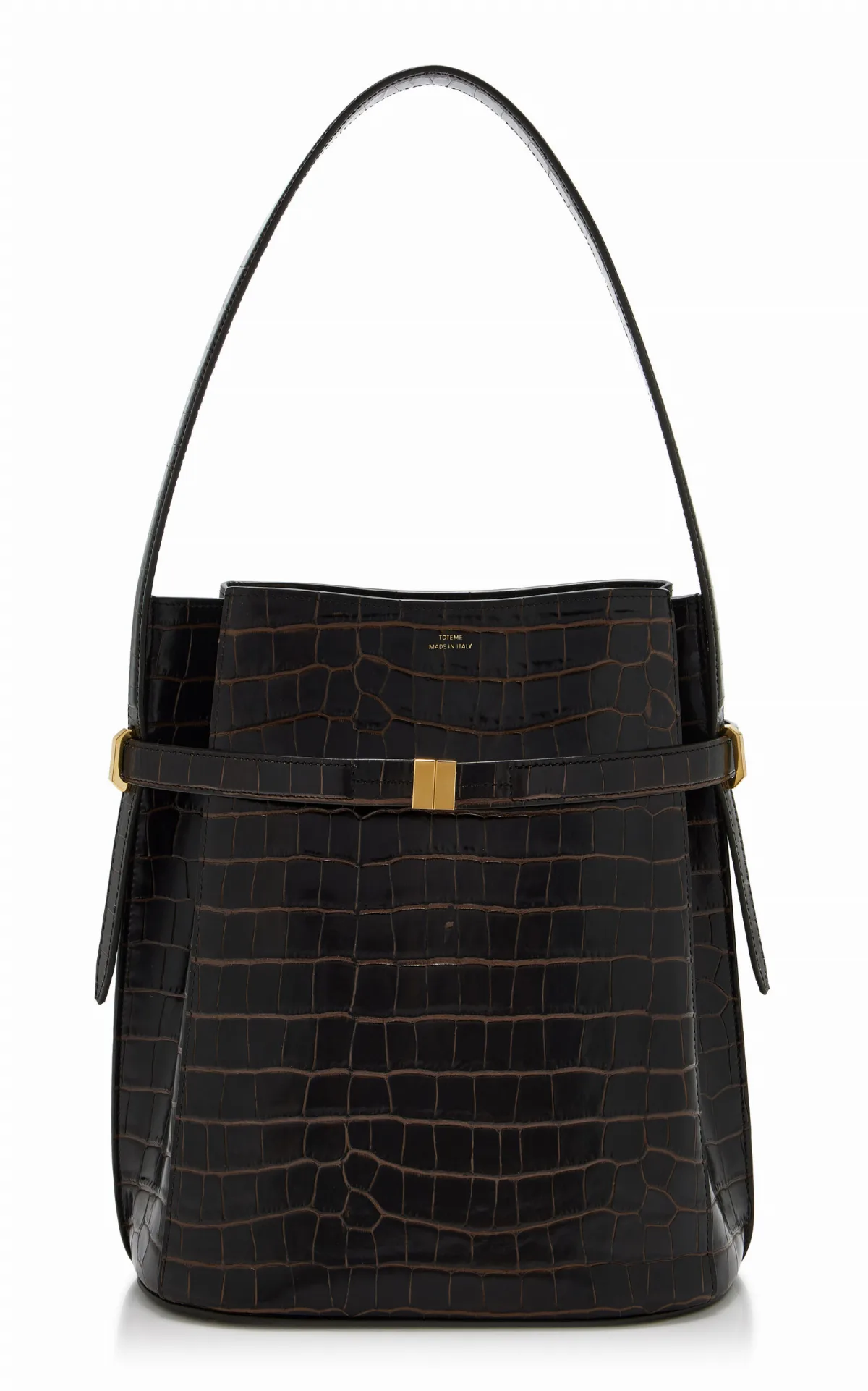 Belted Croco-Embossed Bucket Bag by Toteme