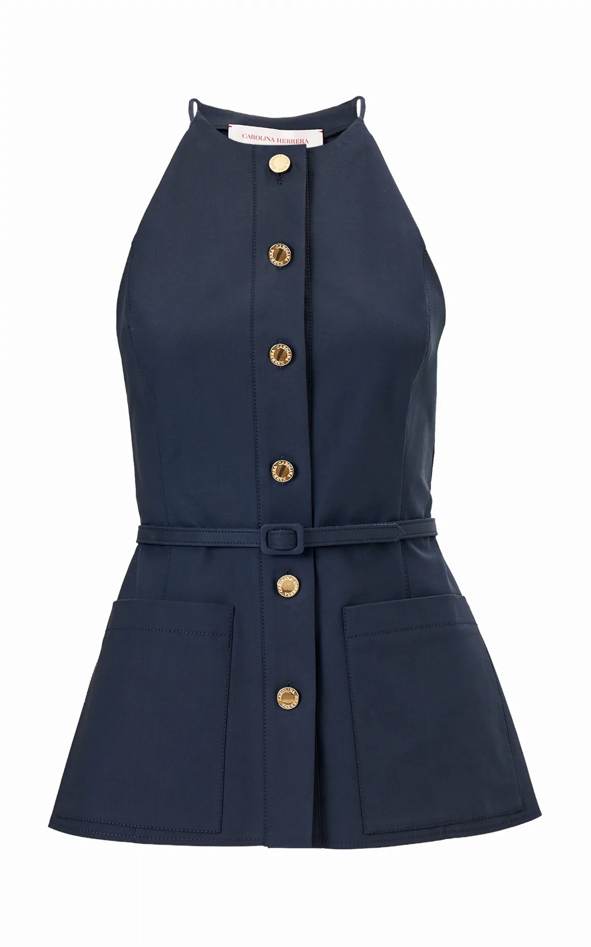 Belted Cotton Sateen Top by Carolina Herrera