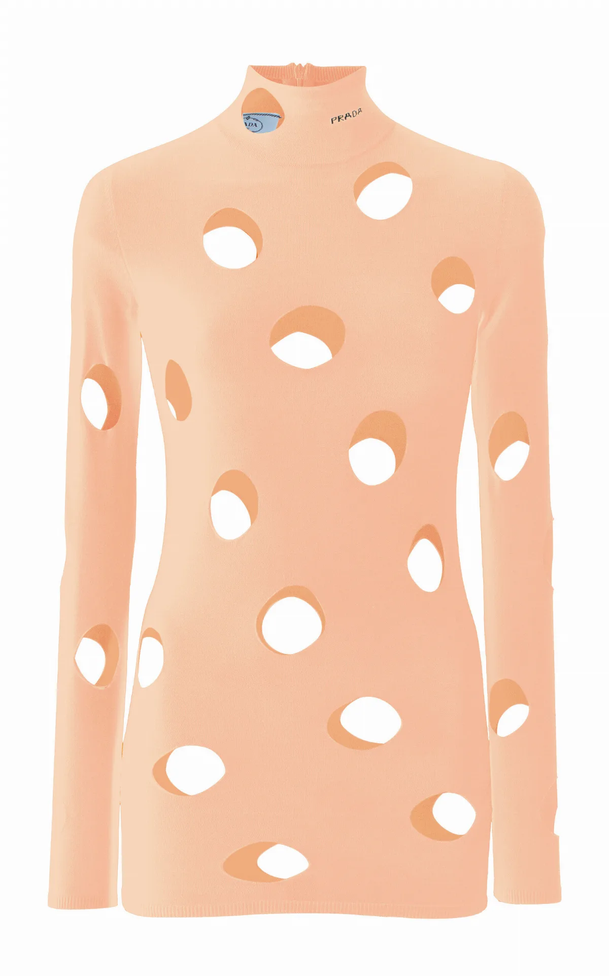 Distressed Jersey Turtleneck Top by Prada