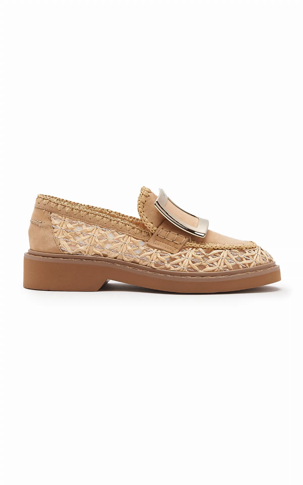 Viv Rangers Leather-Trim Raffia Loafers by Roger Vivier