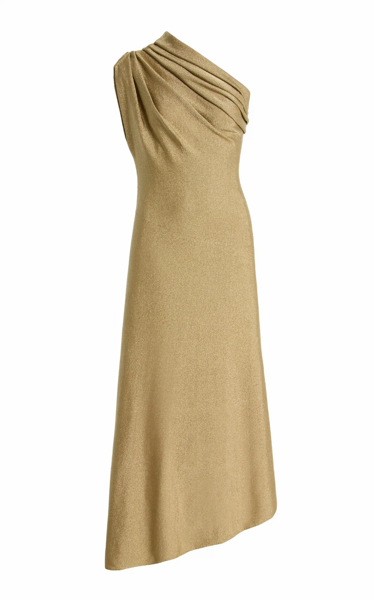 Coast One-Shoulder Metallic-Knit Midi Dress by Khaite