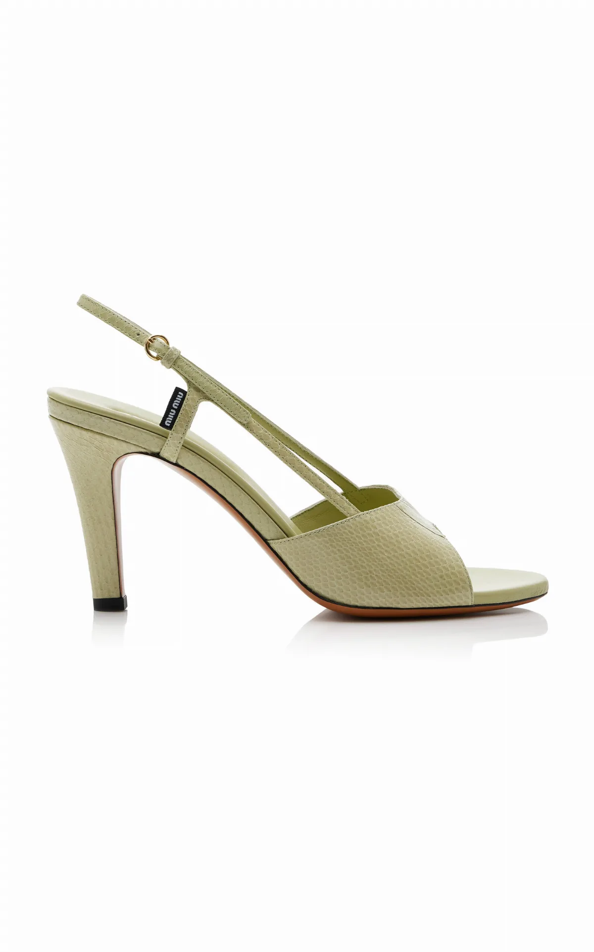 Snake-Effect Leather Sandals by Miu Miu