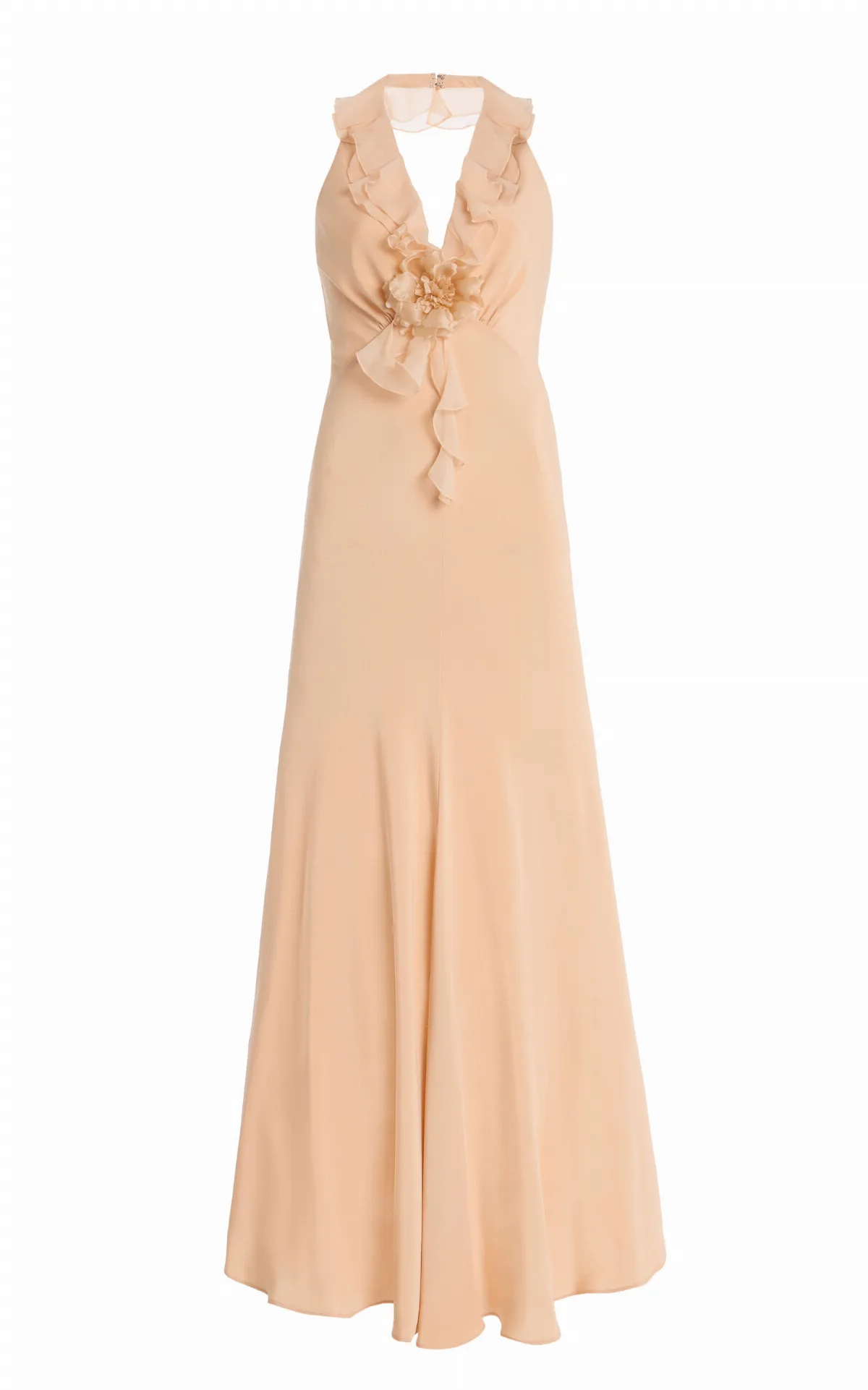 Ruffled Silk Crepe Halter Maxi Dress by Rodarte