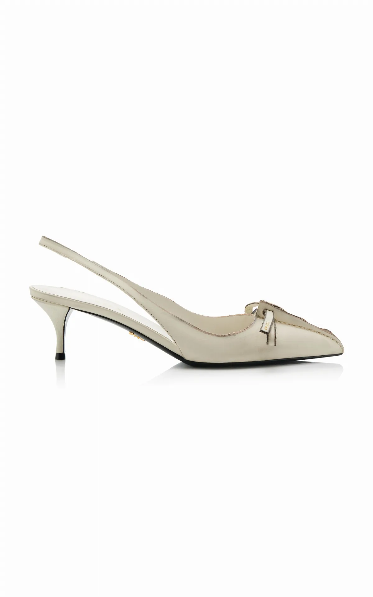 Antiqued Leather Slingback Pumps by Prada