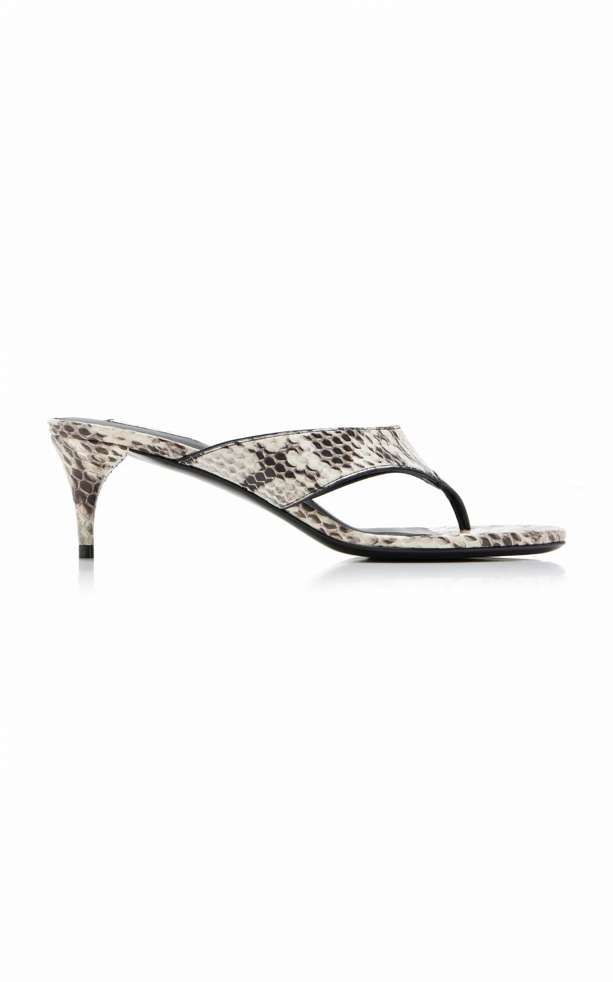 Infradito Snake-Effect Leather Thong Sandals