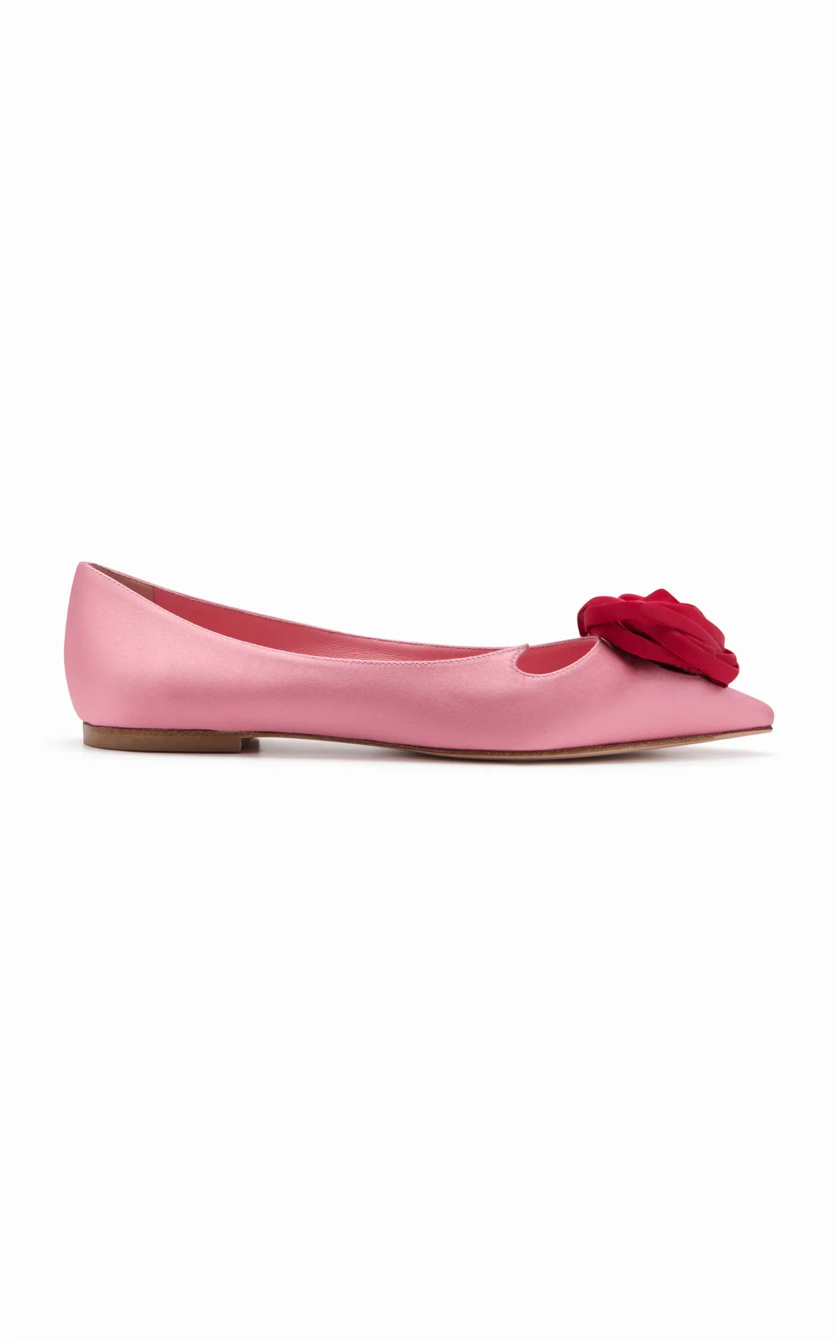I Love Vivier Rose Satin Ballet Flats by Roger Vivier