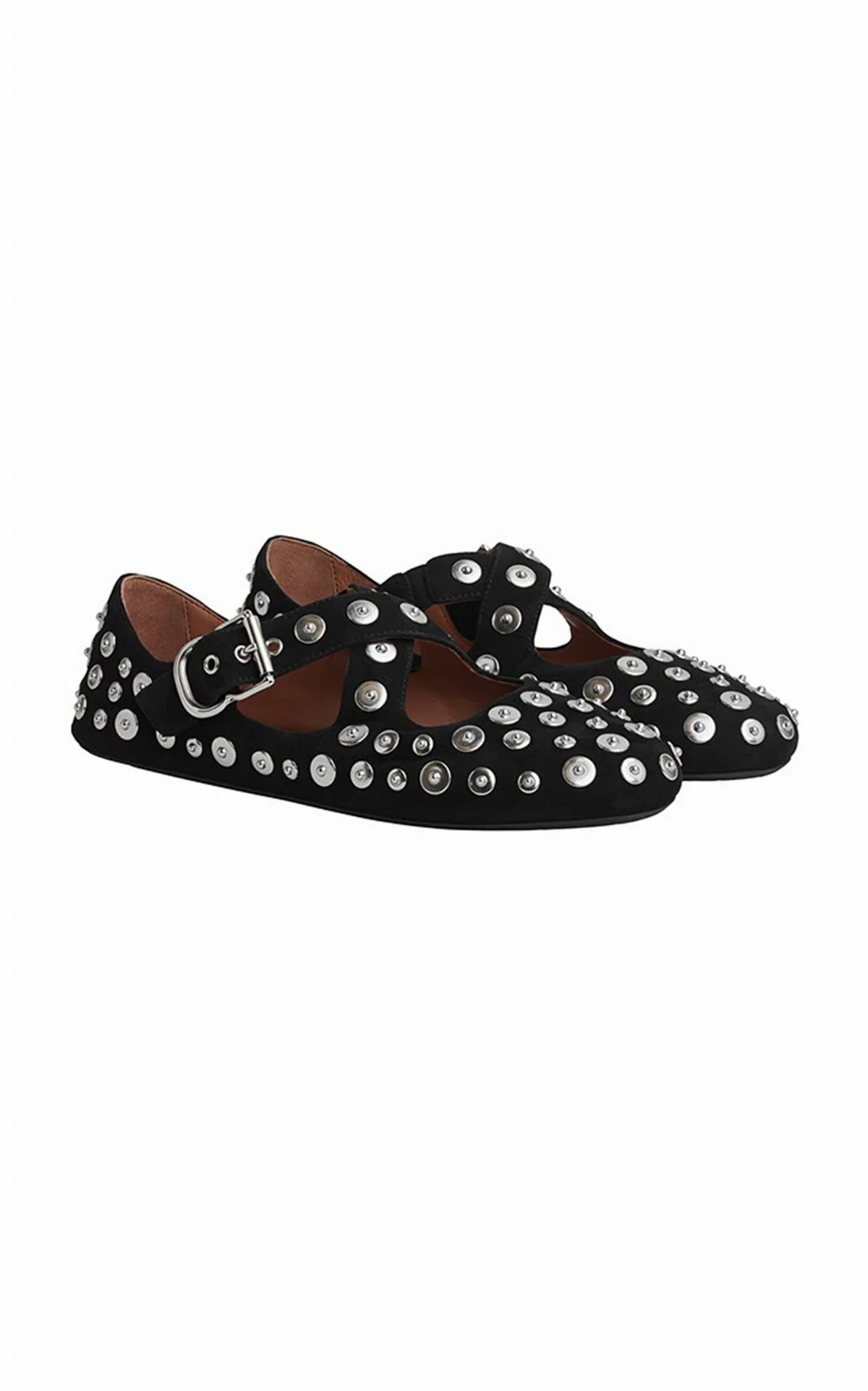 Criss Cross Studded Suede Flats