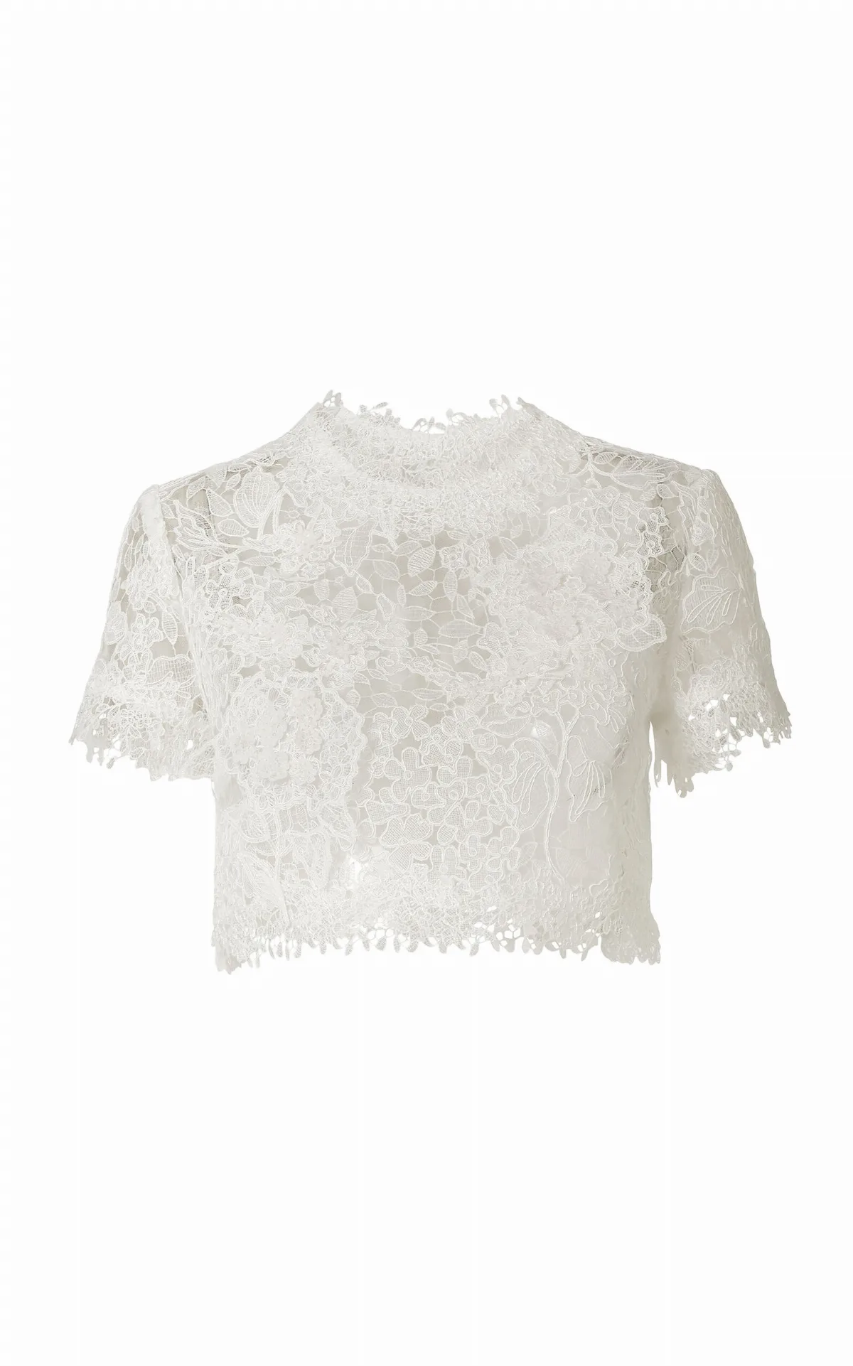Cropped Hydrangea Floral Lace Top by Carolina Herrera