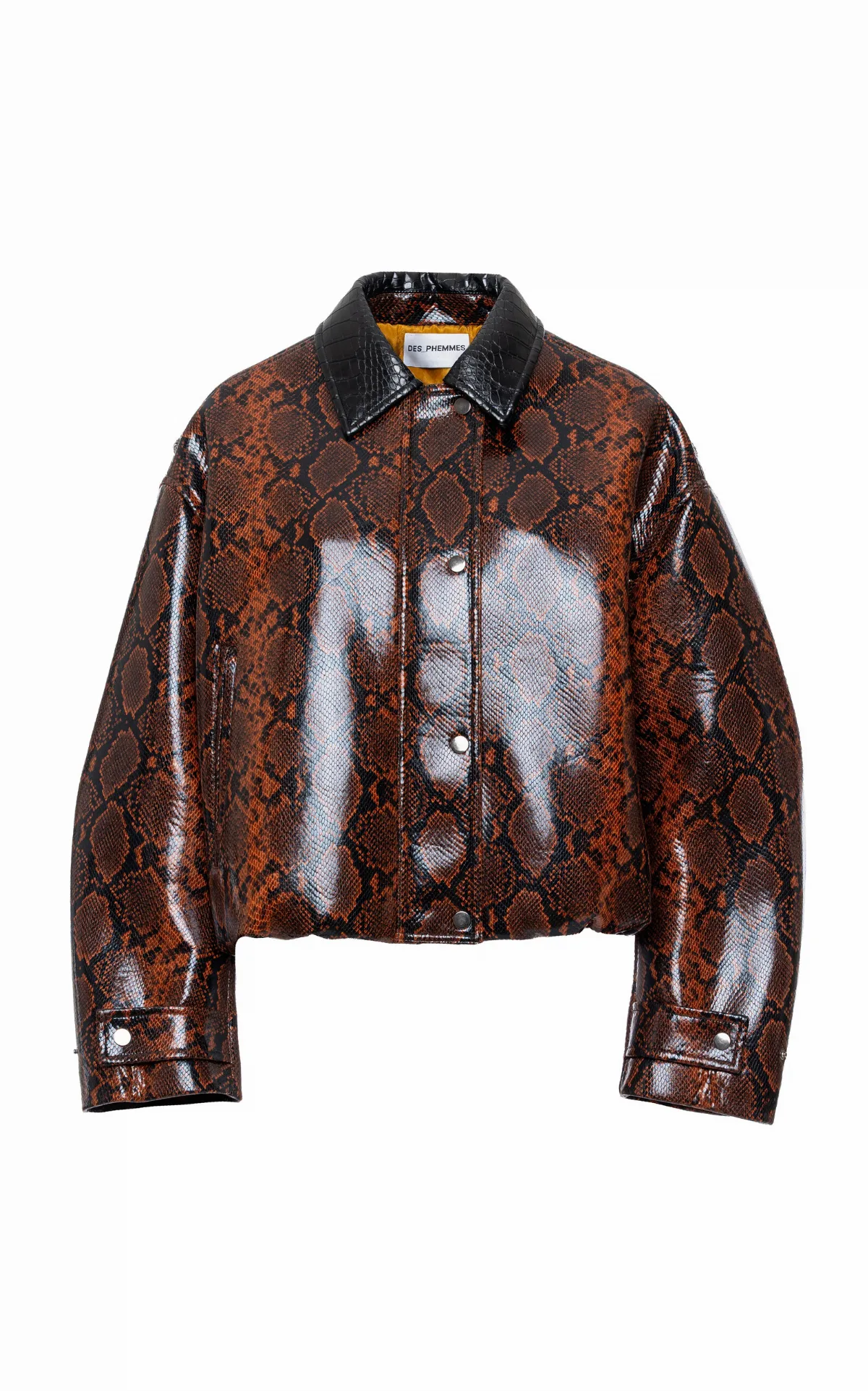 Snake-Embossed Faux Leather Bomber Jacket by DES_PHEMMES