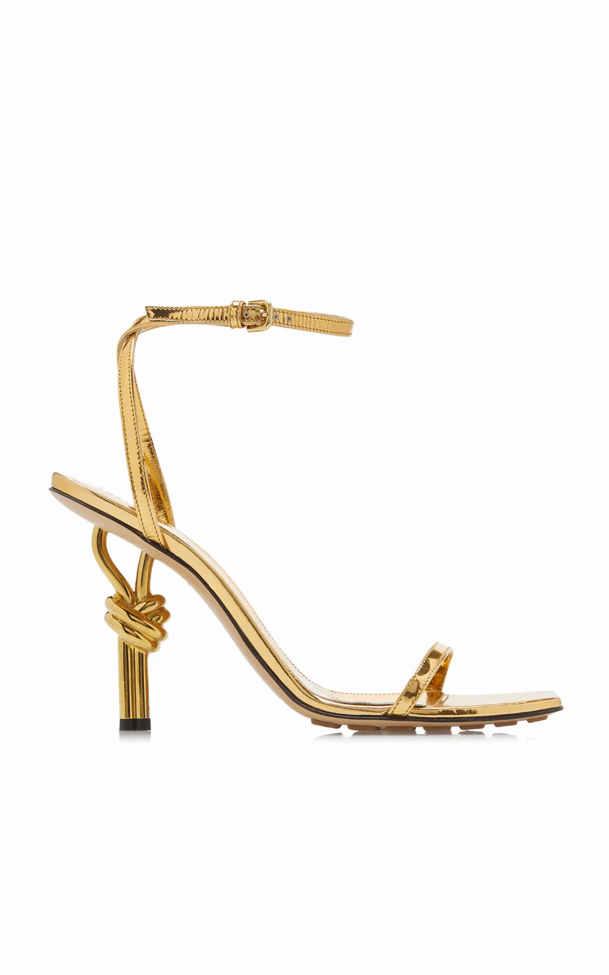 Knot Metallic-Leather Sandals by Bottega Veneta