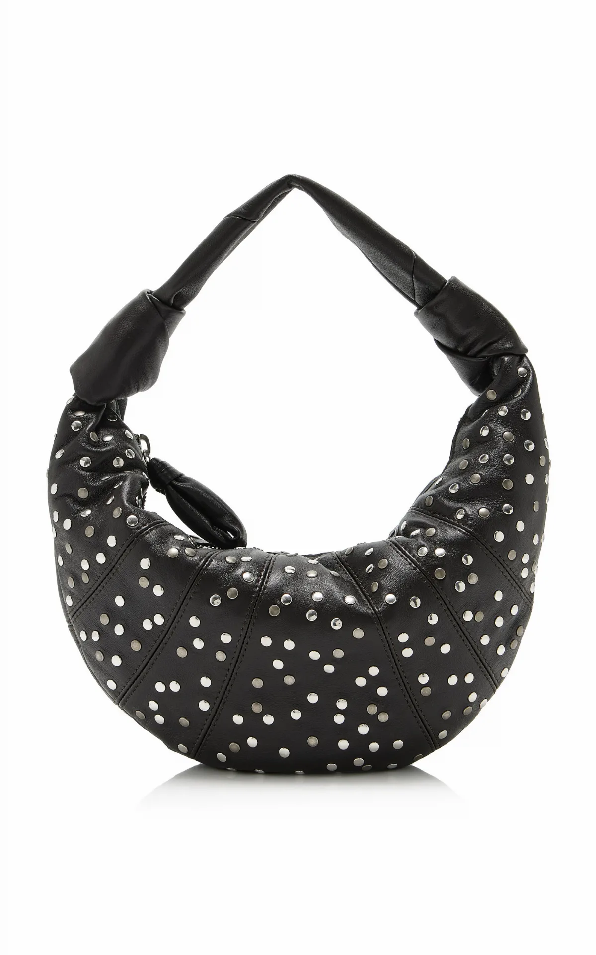 Mini Fortune Croissant Studded Leather Hobo Bag by Lemaire