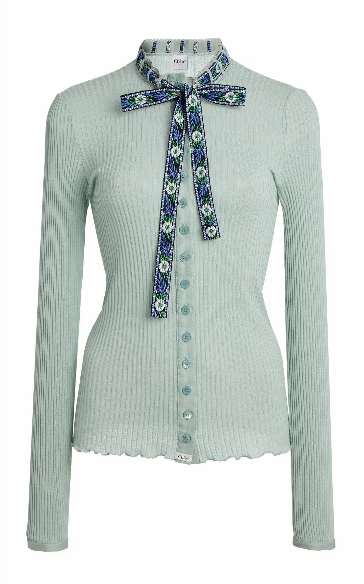 Tie-Front Fitted Cotton-Silk Cardigan by Chloé