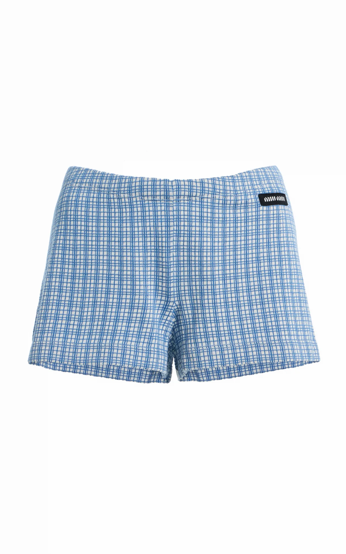 Checked Cashmere-Silk Mini Shorts by Miu Miu