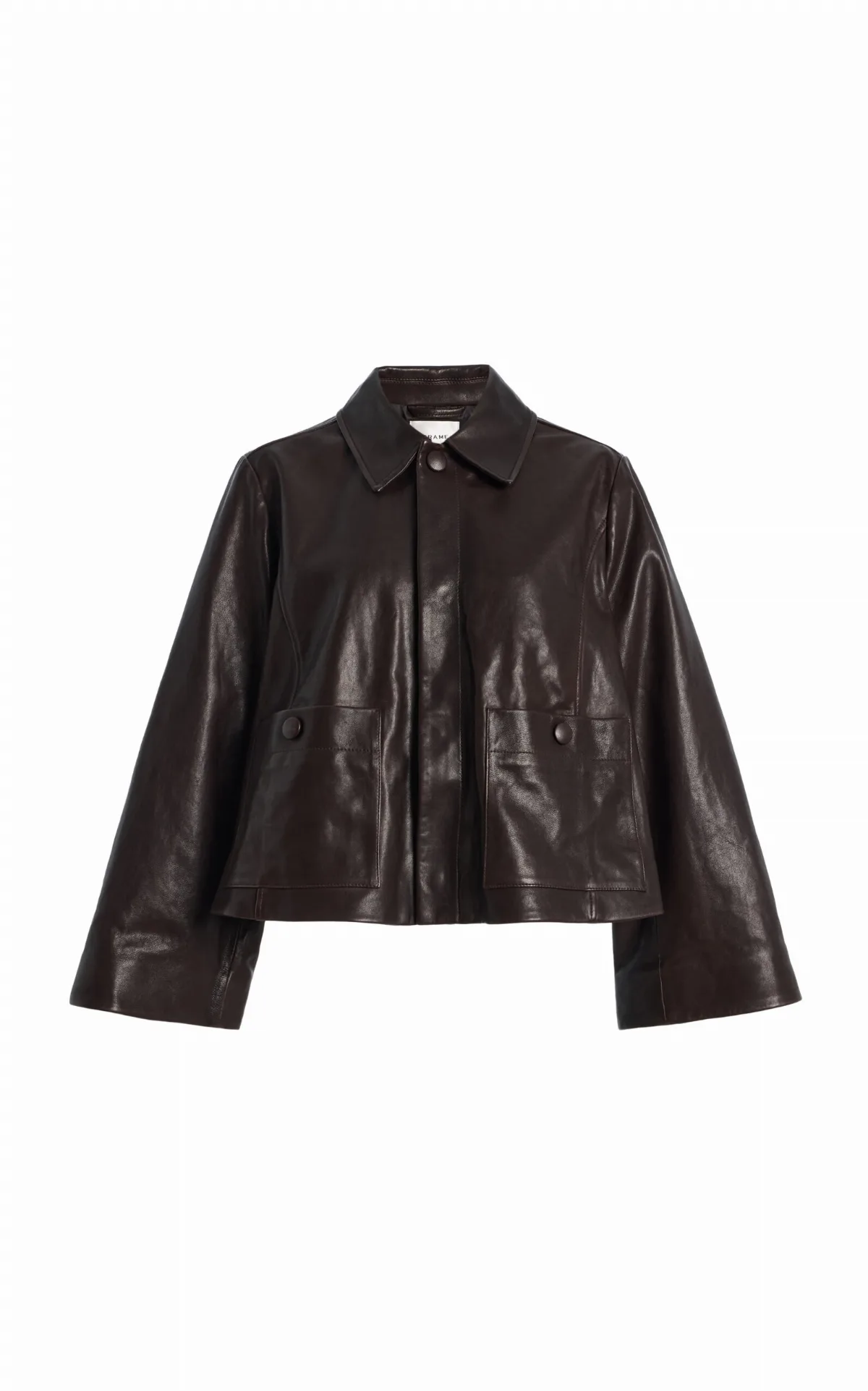 The Paper Leather Mini Swing Jacket by FRAME