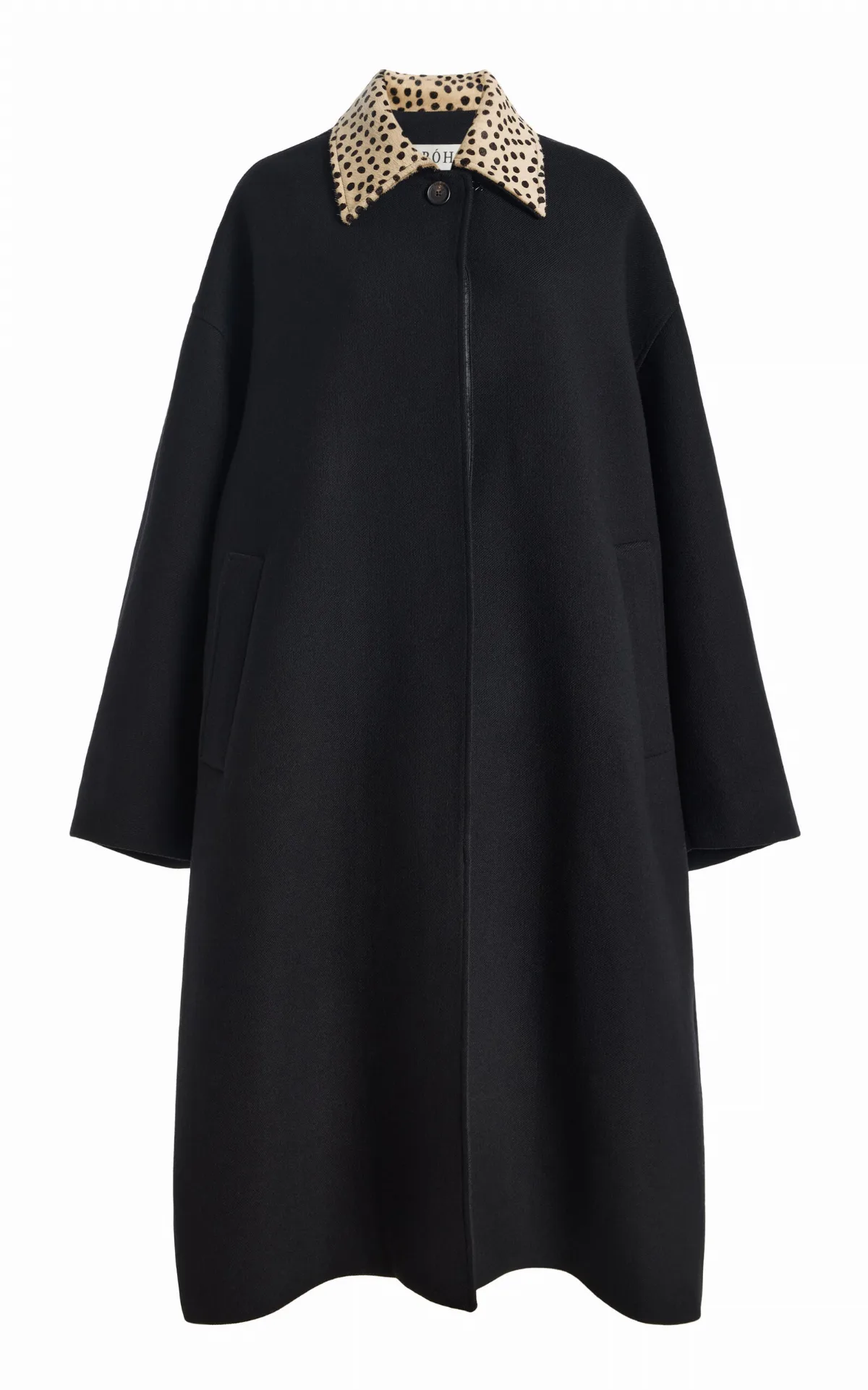 Cheetah Collar Wool Coat by Róhe