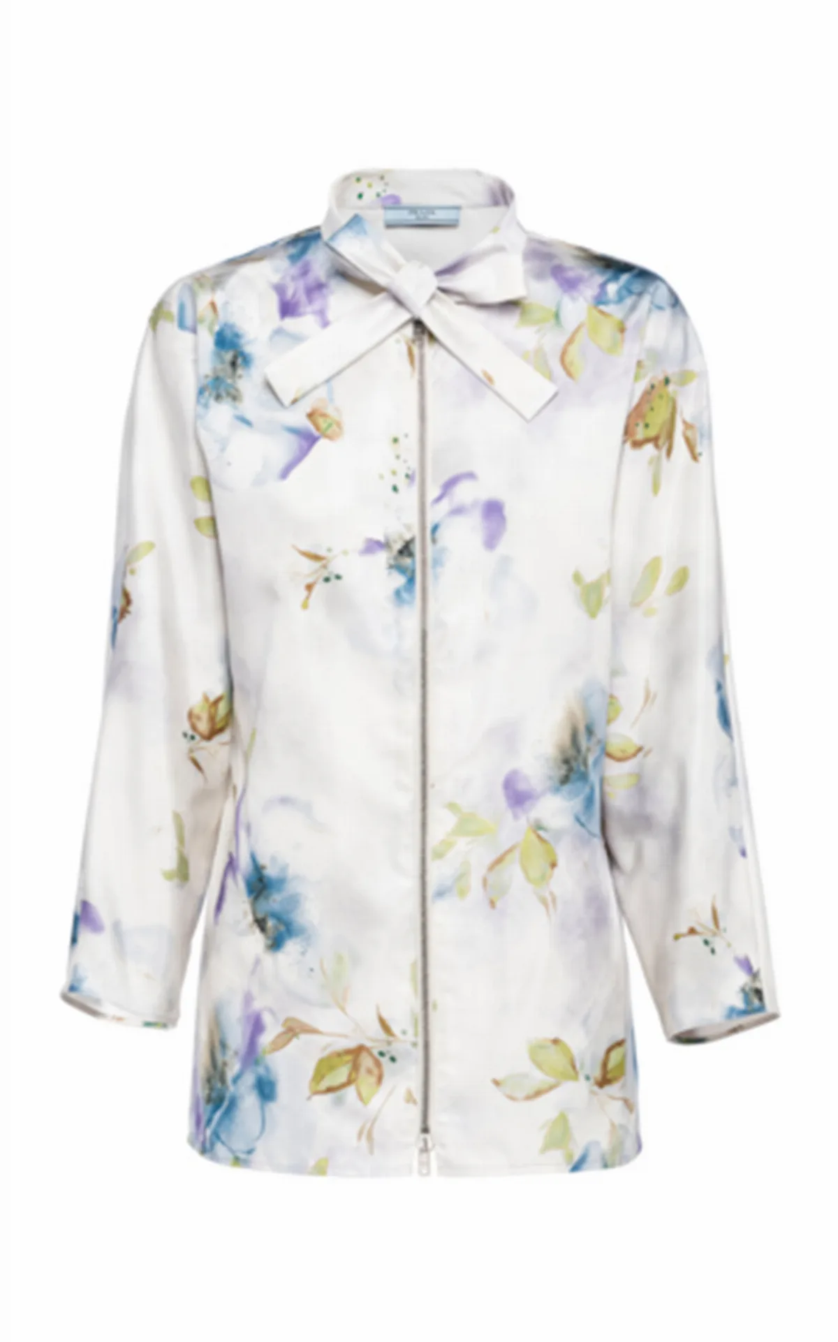 Printed Radzmire Tie-Neck Top by Prada