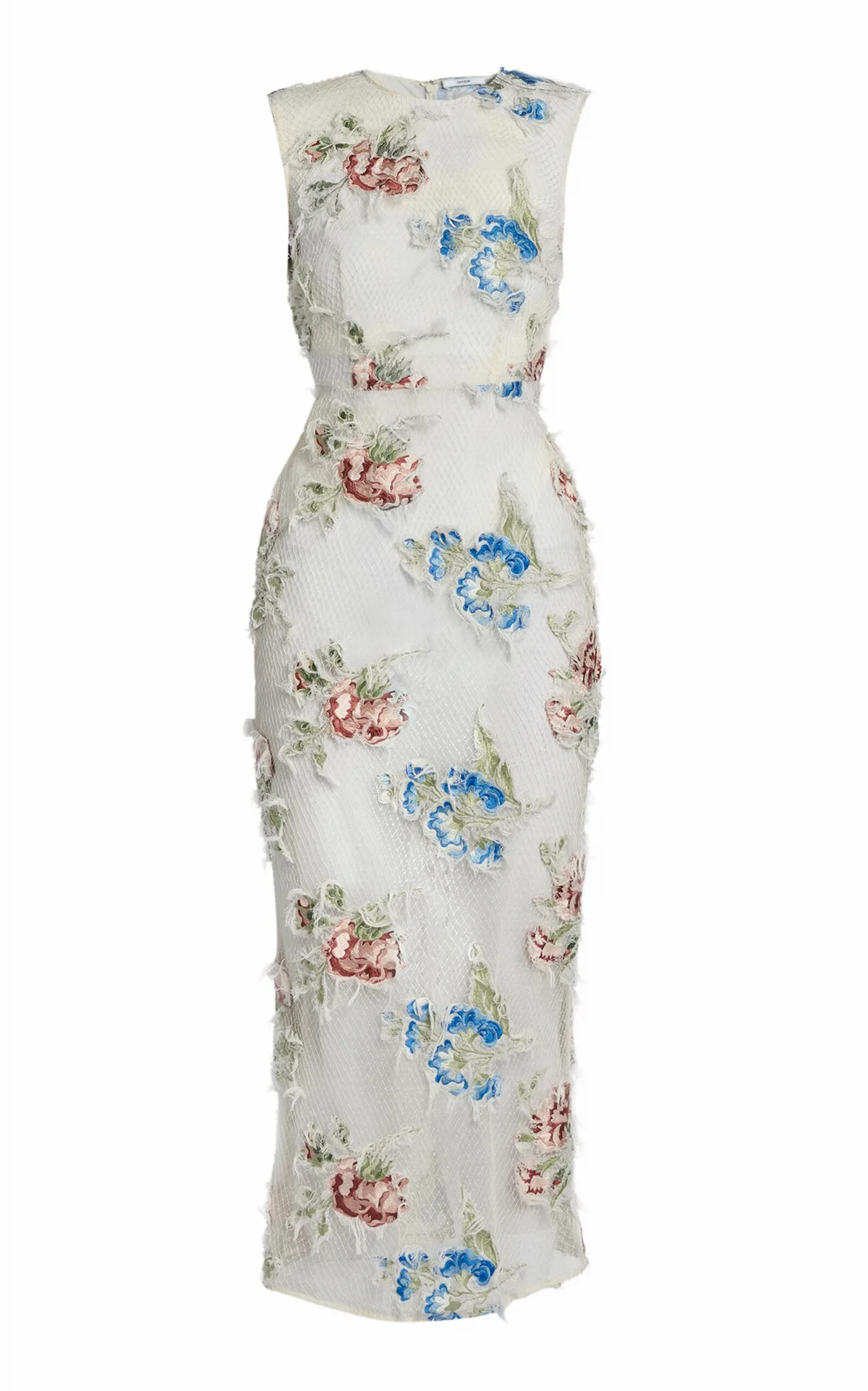 Embroidered Shredded Mesh Midi Dress by Erdem
