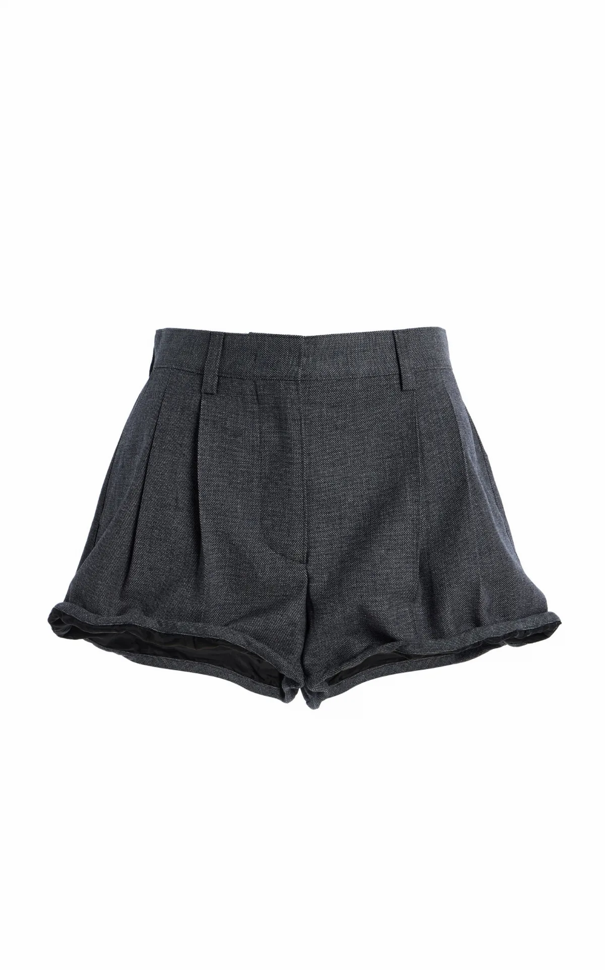 Pleated Grisaille-Wool Shorts