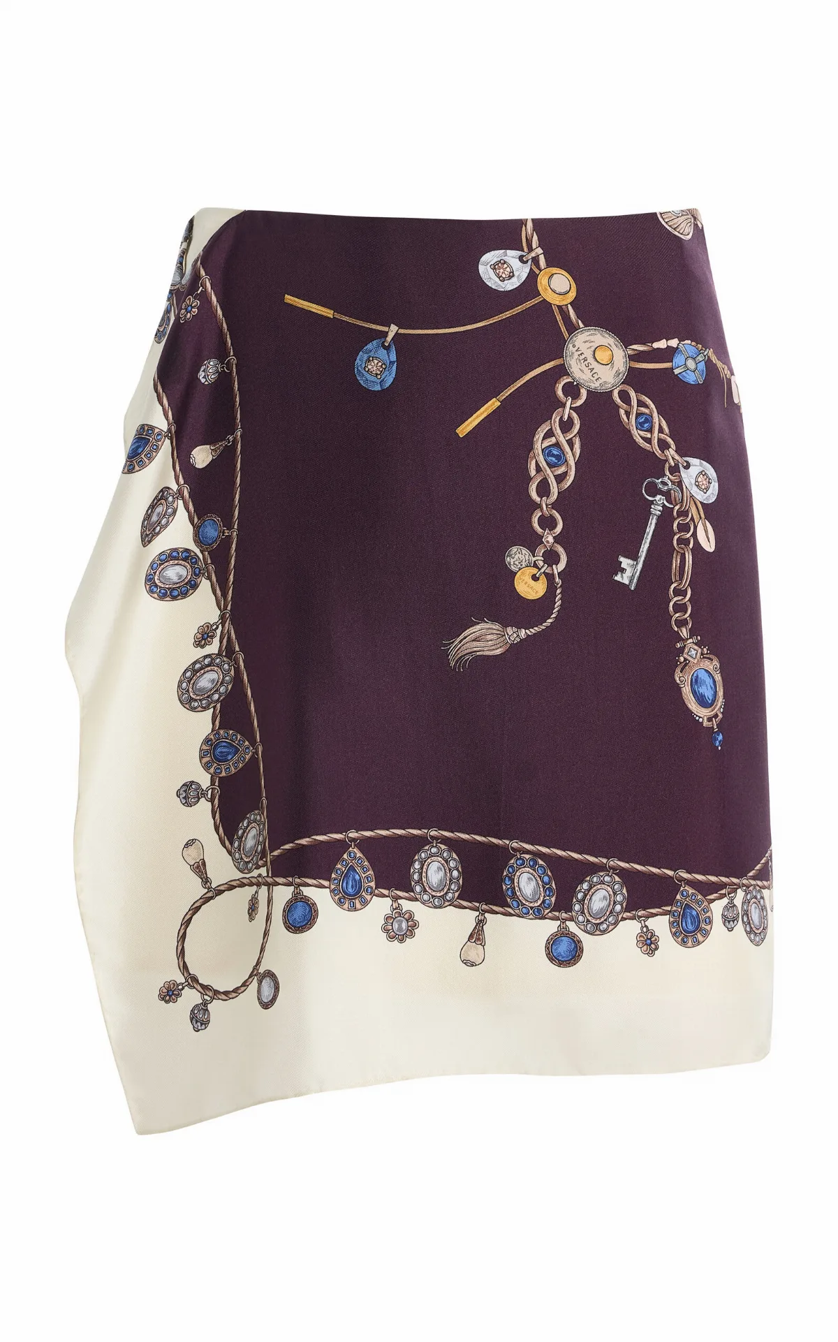 Stolen Jewels Silk-Twill Mini Skirt by Versace