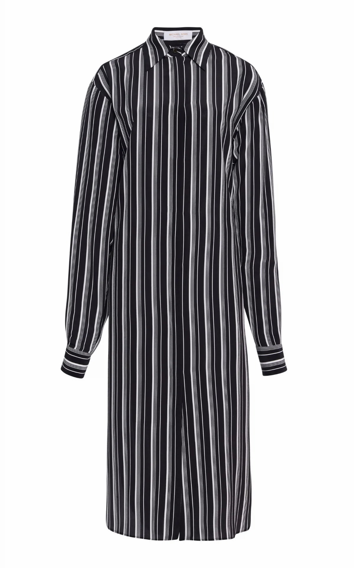 Oversized Striped Crepe De Chine Midi Shirt Dress by Michael Kors Collection