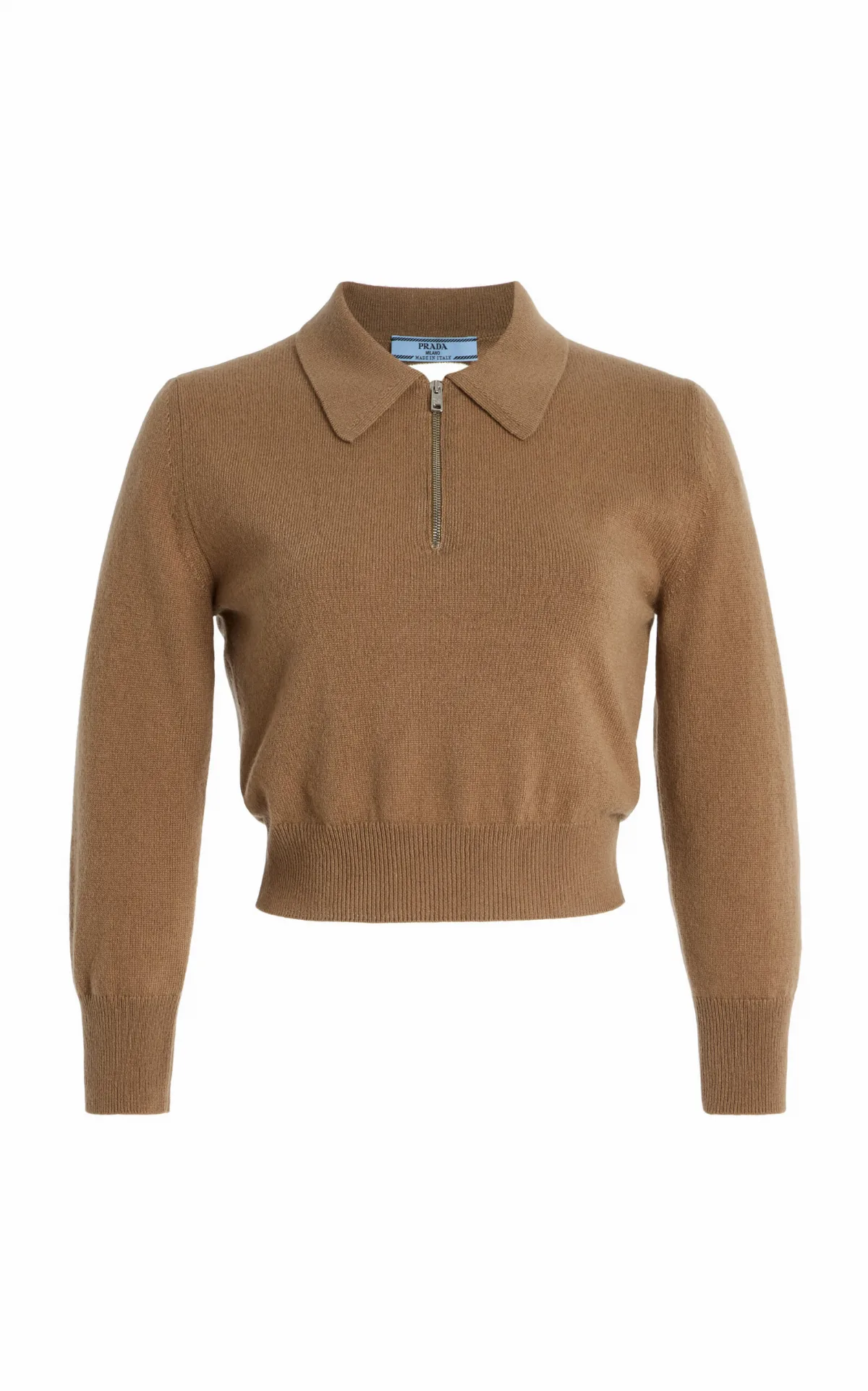 Cutout Cropped Cashmere Polo Sweater by Prada
