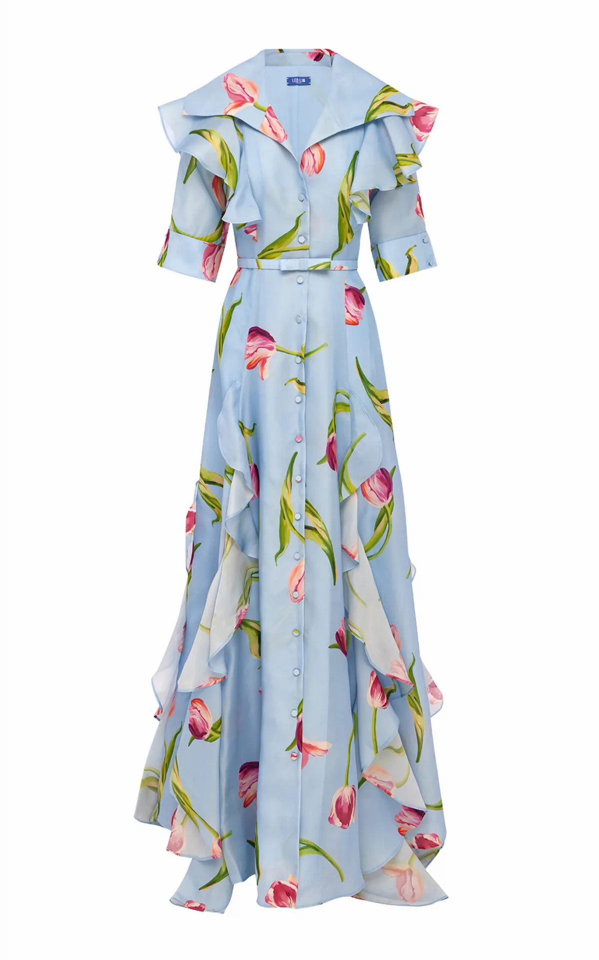 Isabella Floral-Print Silk Maxi Dress by Leo Lin