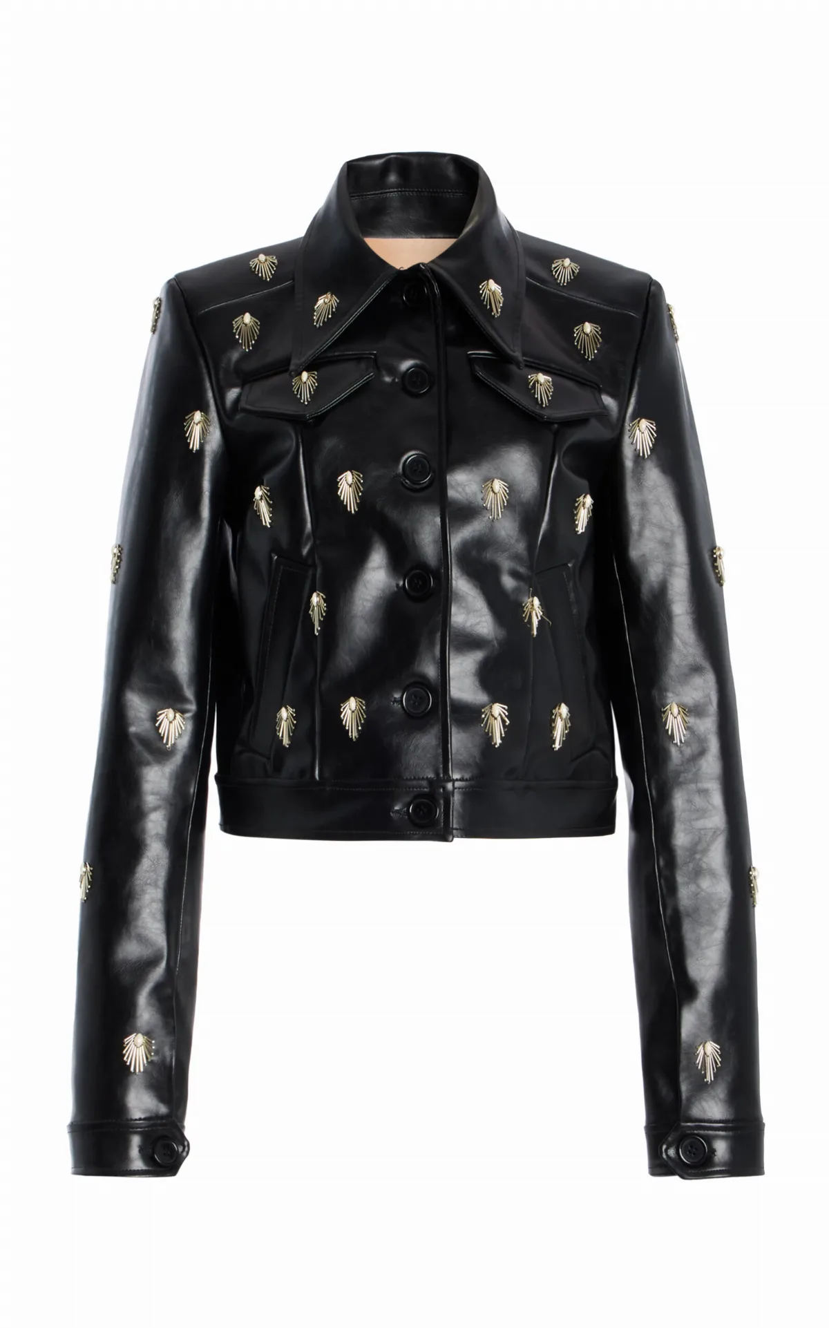 Pendant Medallion Embroidered Leather Jacket by Cucculelli Shaheen