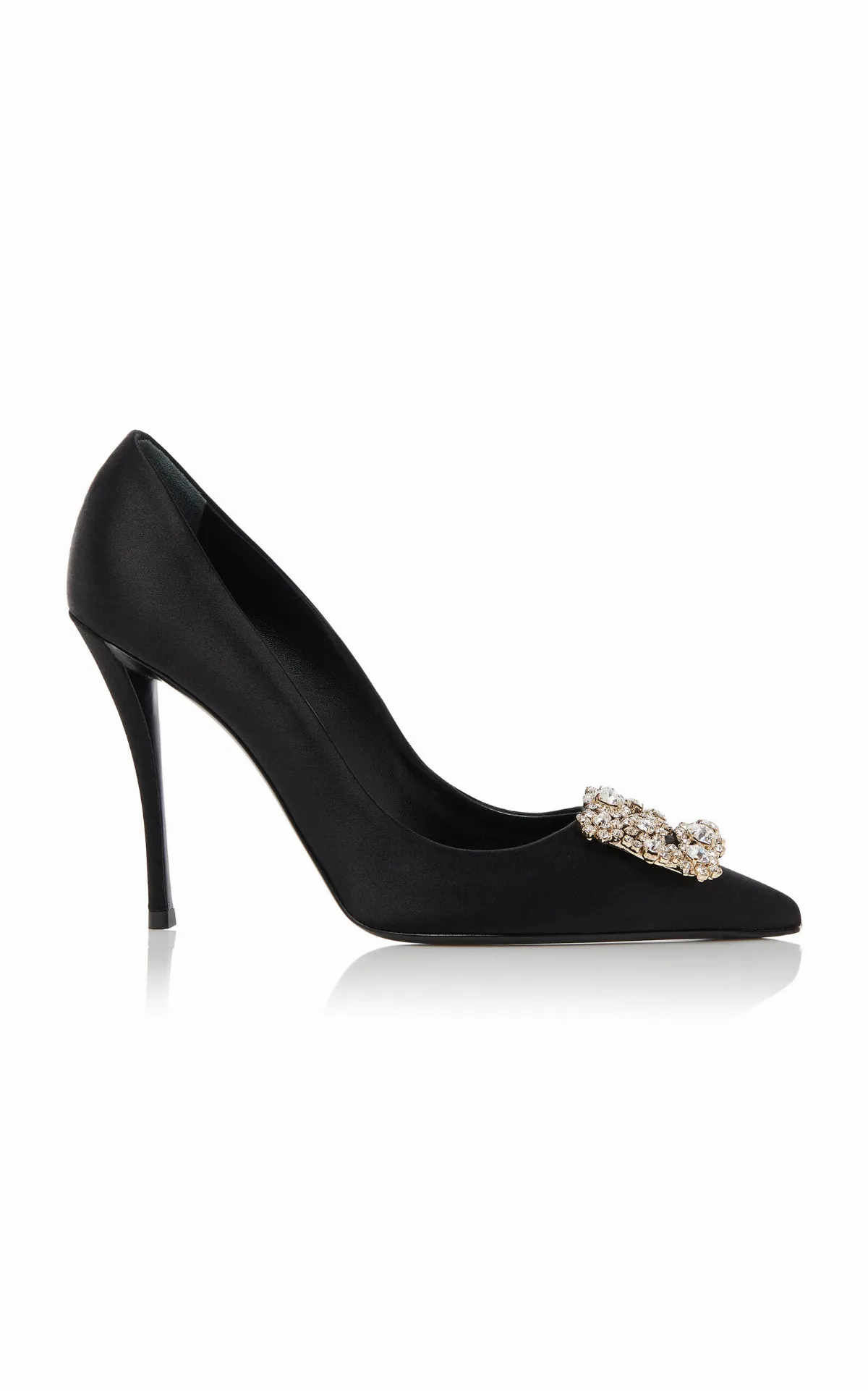 Flower Embellished Satin Pumps by Roger Vivier
