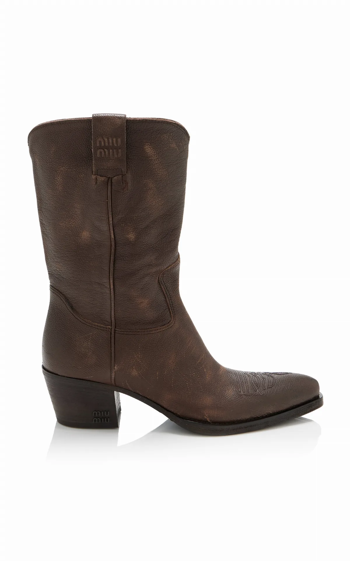 Leather Western Boots by Miu Miu