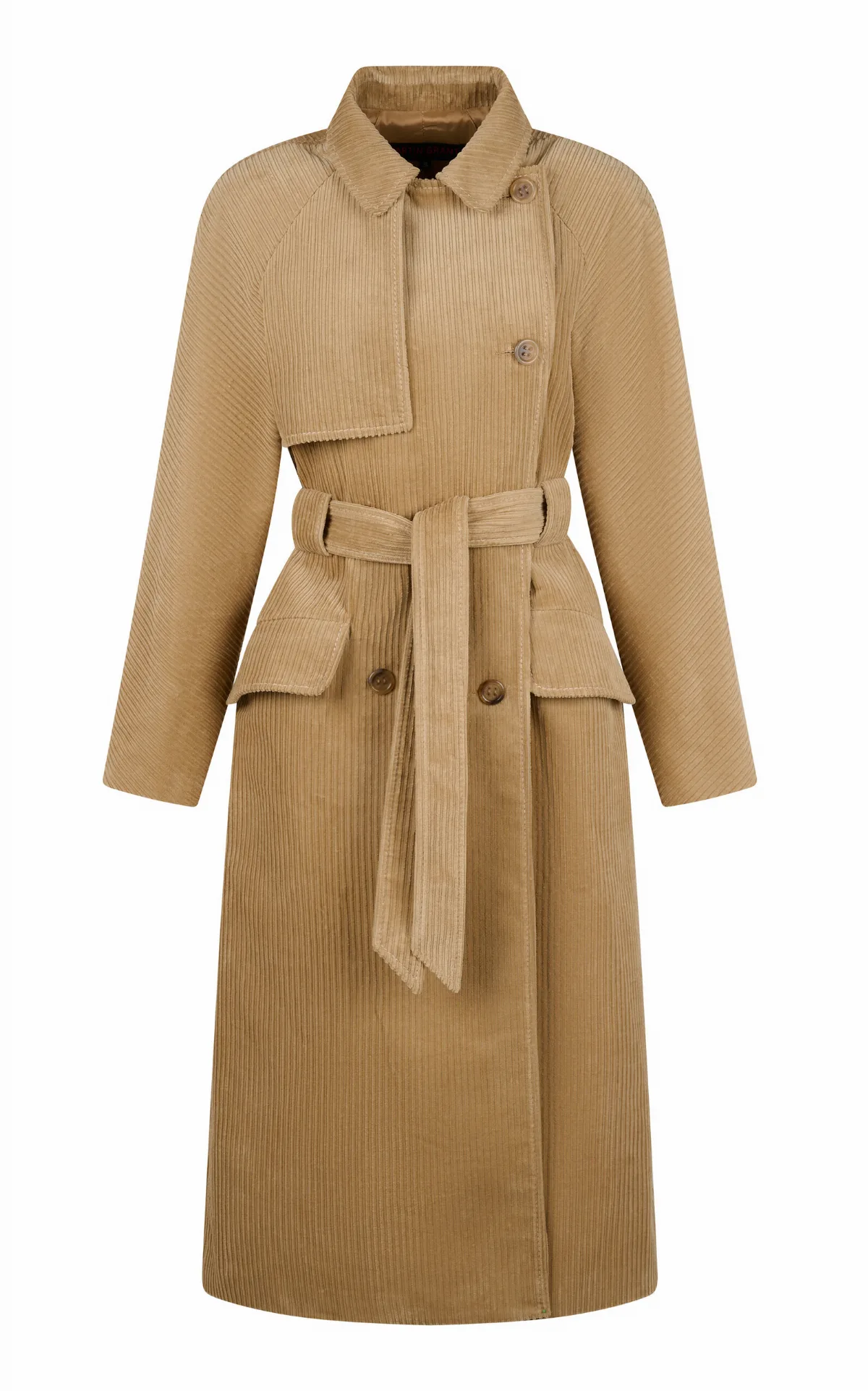 Double-Breasted Corduroy Trench Coat