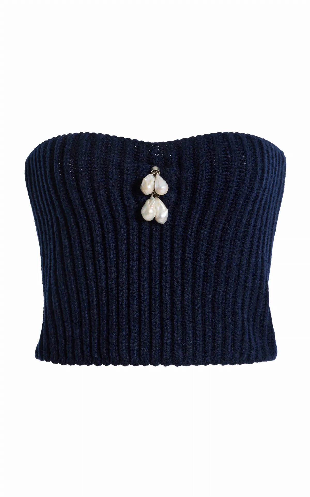 Pearl-Embellished Knit Wool-Cashmere Bustier Top by Prada