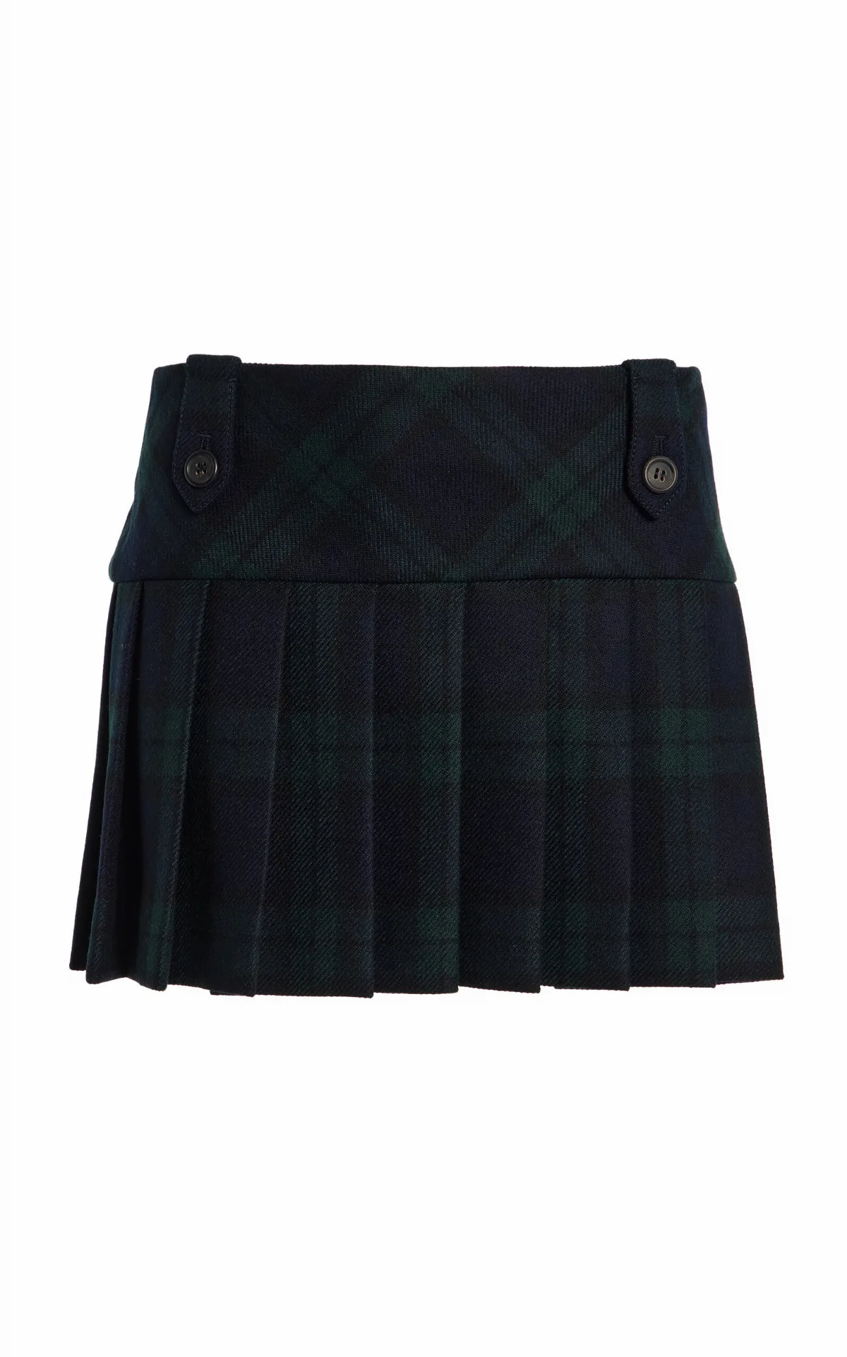 Pleated Checked Wool-Twill Mini Skirt by Miu Miu