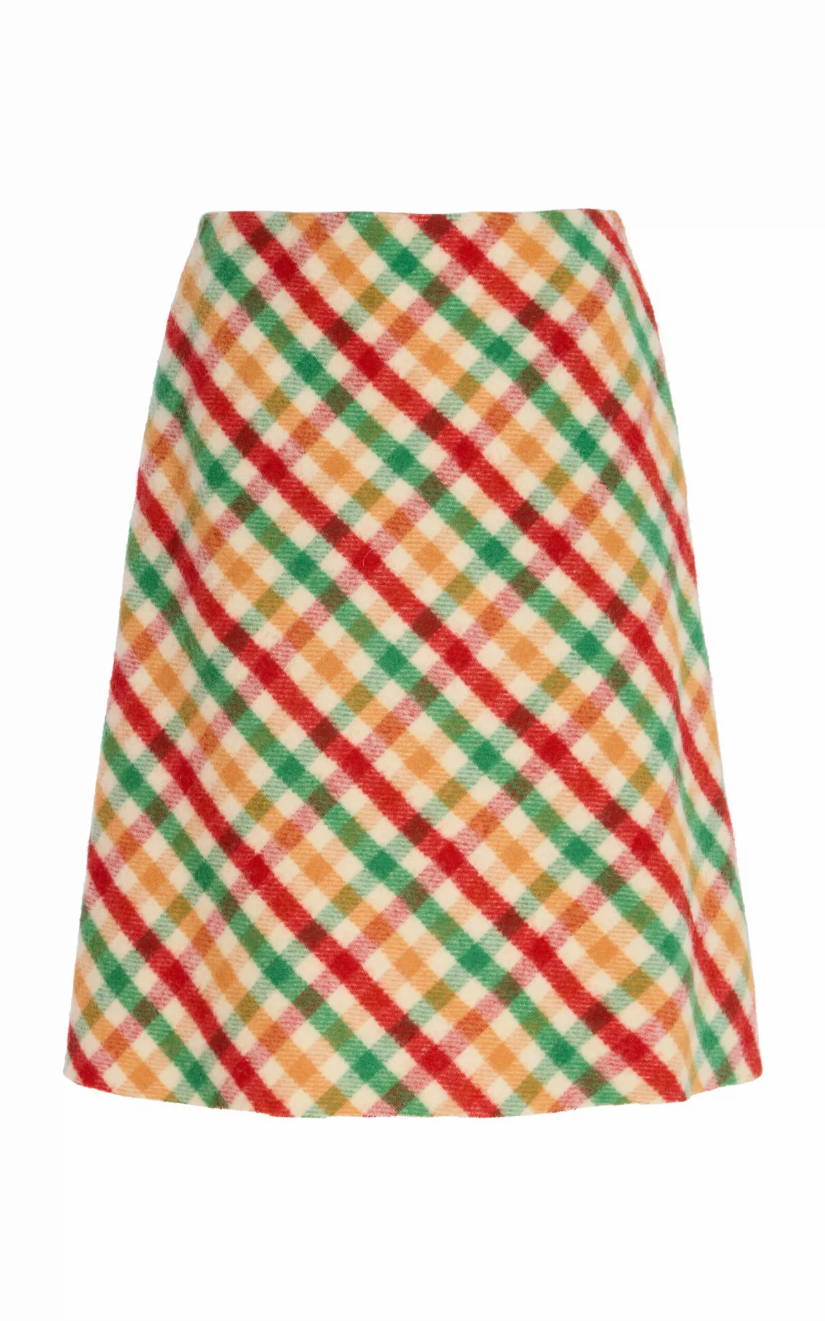 Checked Wool-Blend Midi Skirt by Miu Miu