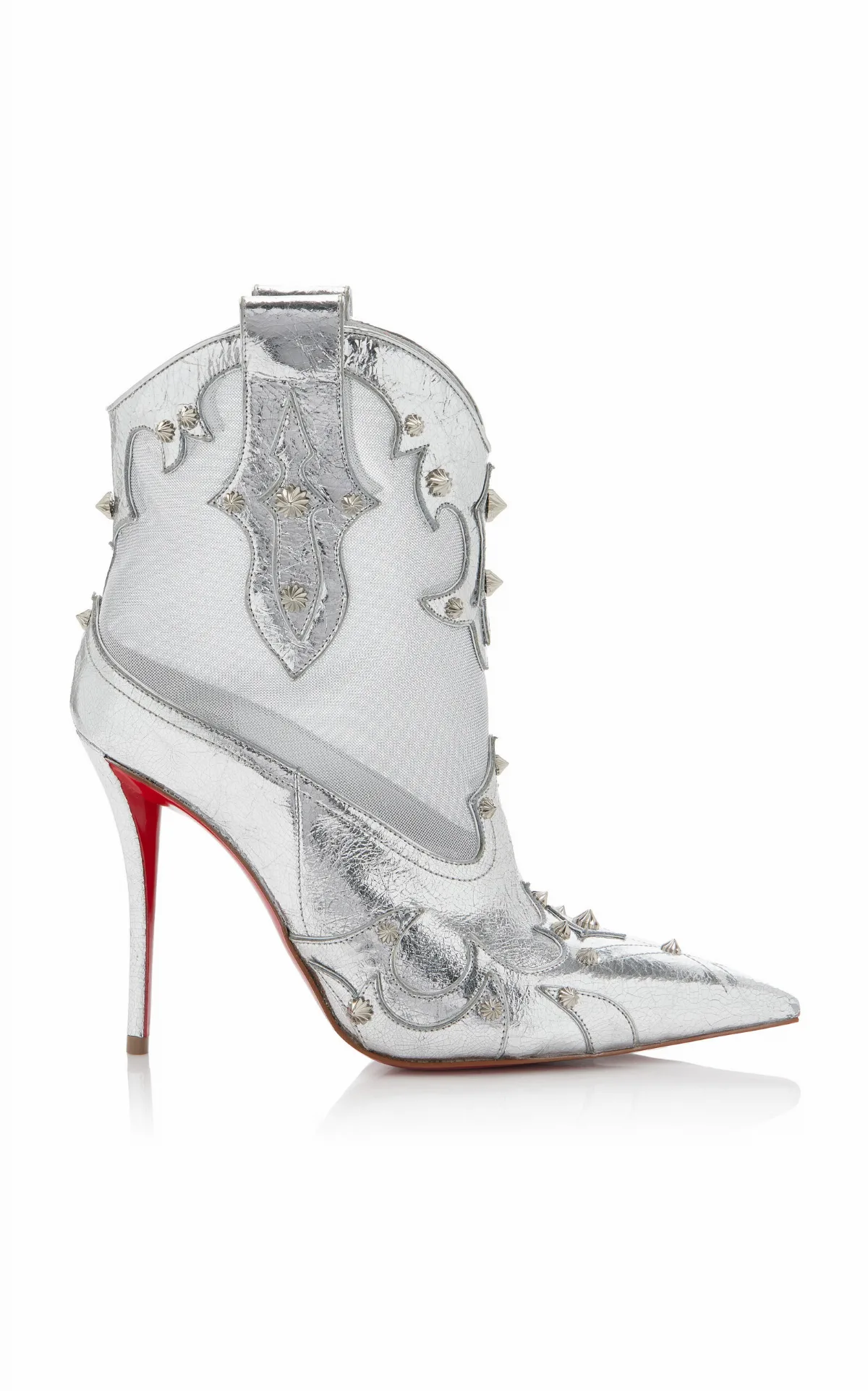 Bootytiag 100mm Metallic Leather Western Boots by Christian Louboutin