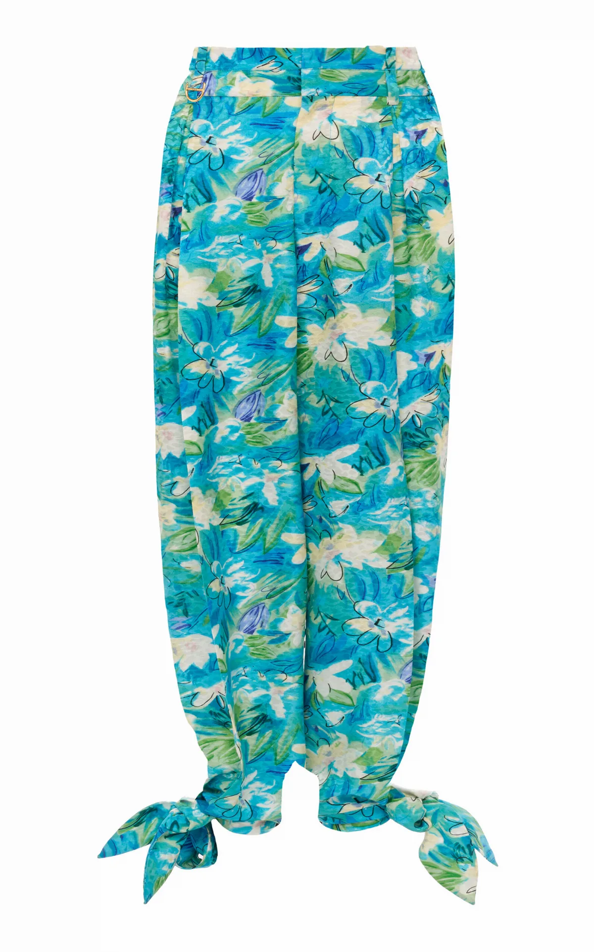 Printed Balloon-Leg Silk Trousers by Chloé