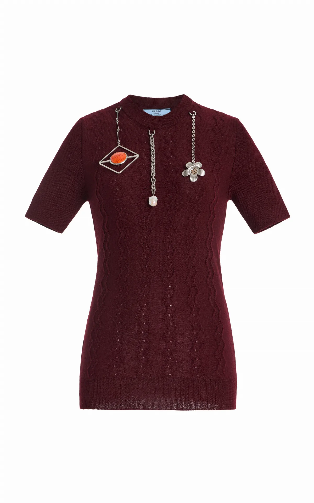 Charm-Detailed Knit Wool Top by Prada