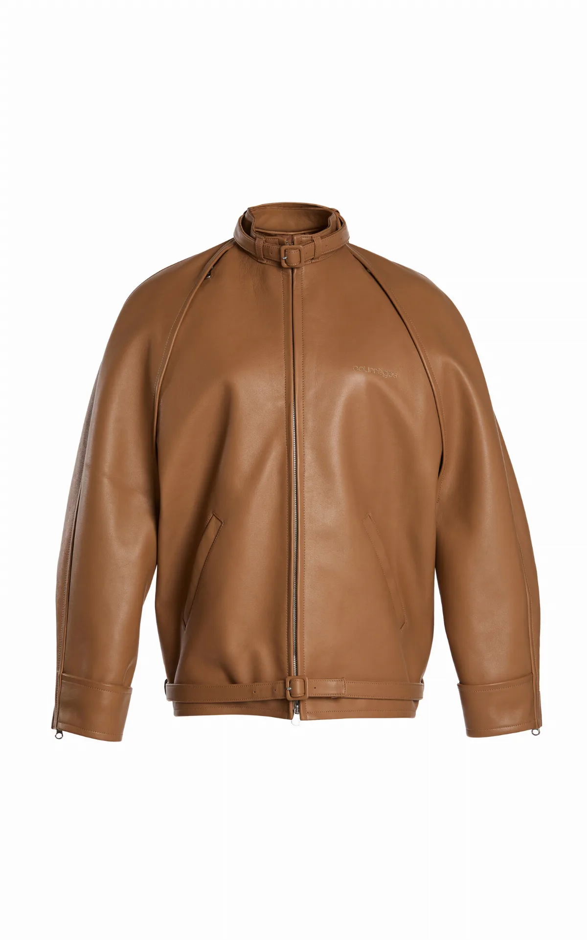 Cutout Sleeve Leather Bomber Jacket by Courrèges