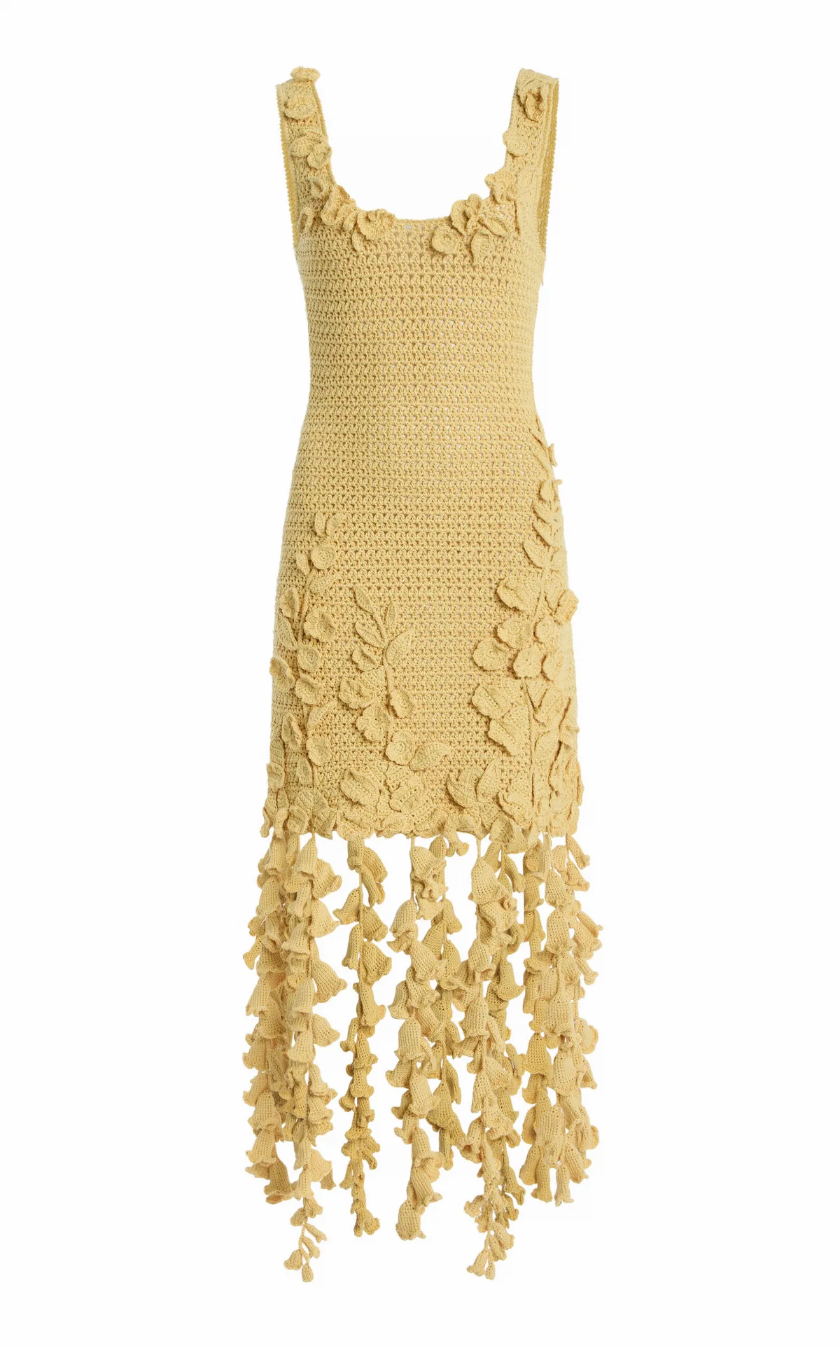 Appliquéd Crocheted-Cotton Mini Dress