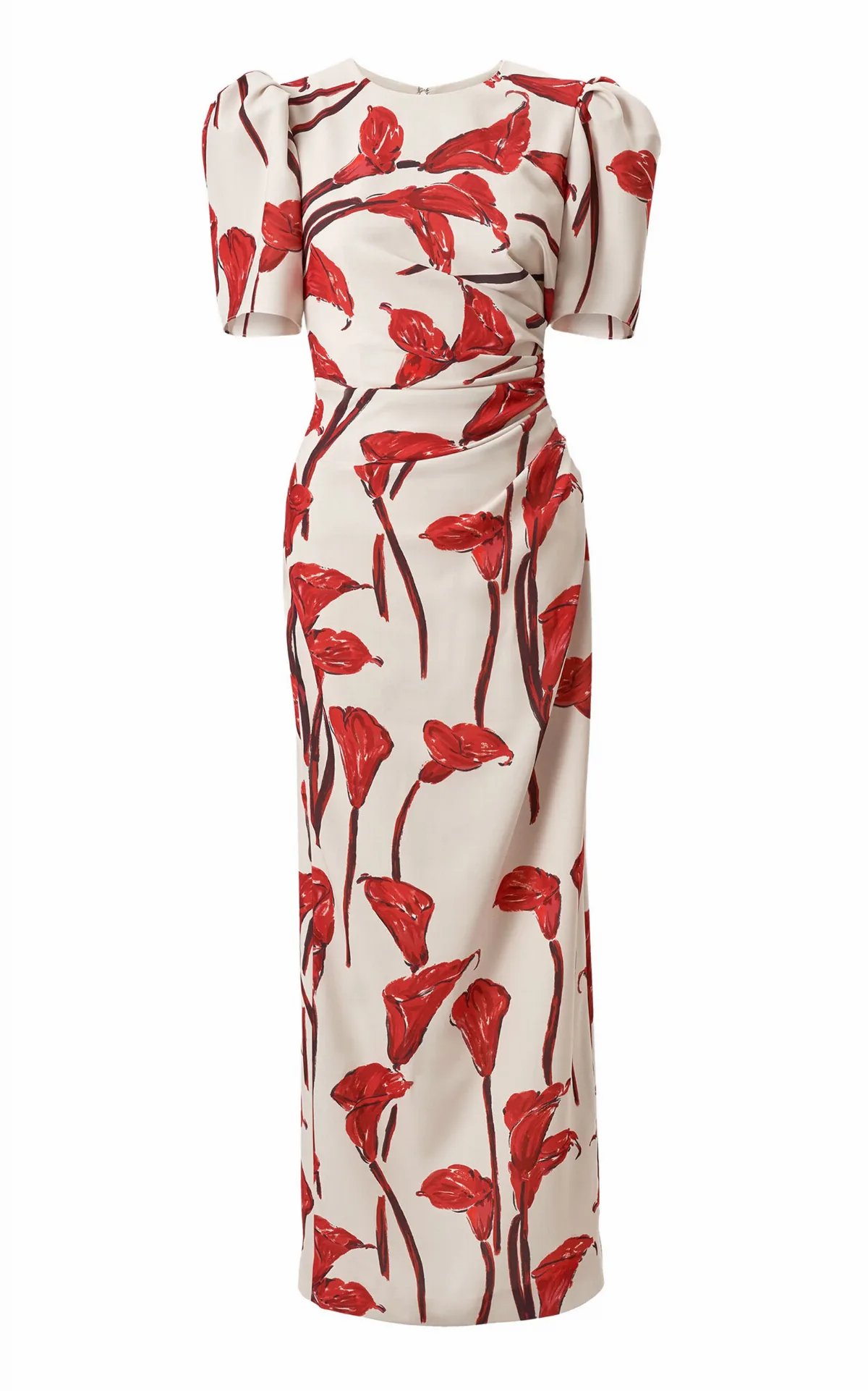 Calla Lily Print Cady Ankle-Length Dress