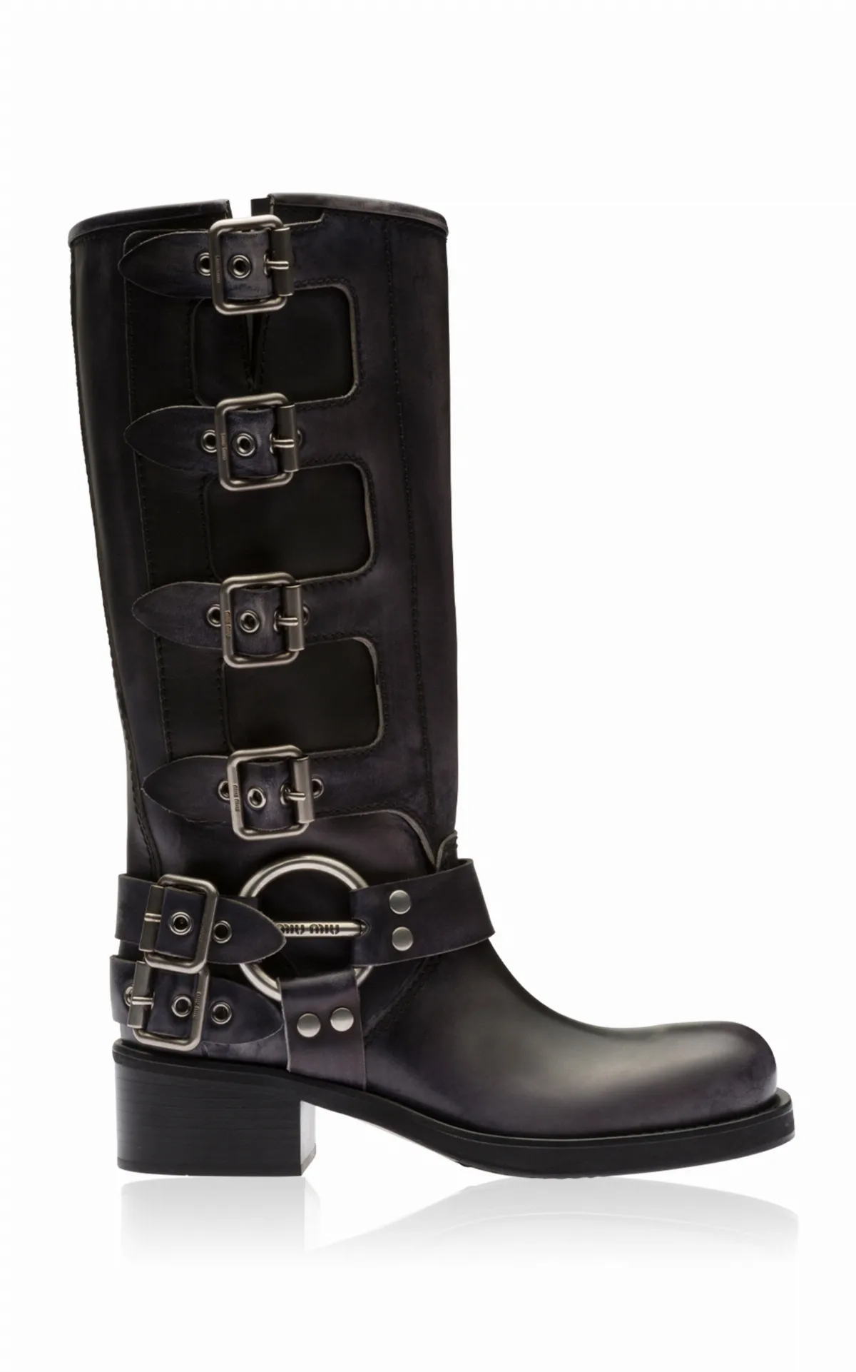 Buckled Leather Boots by Miu Miu